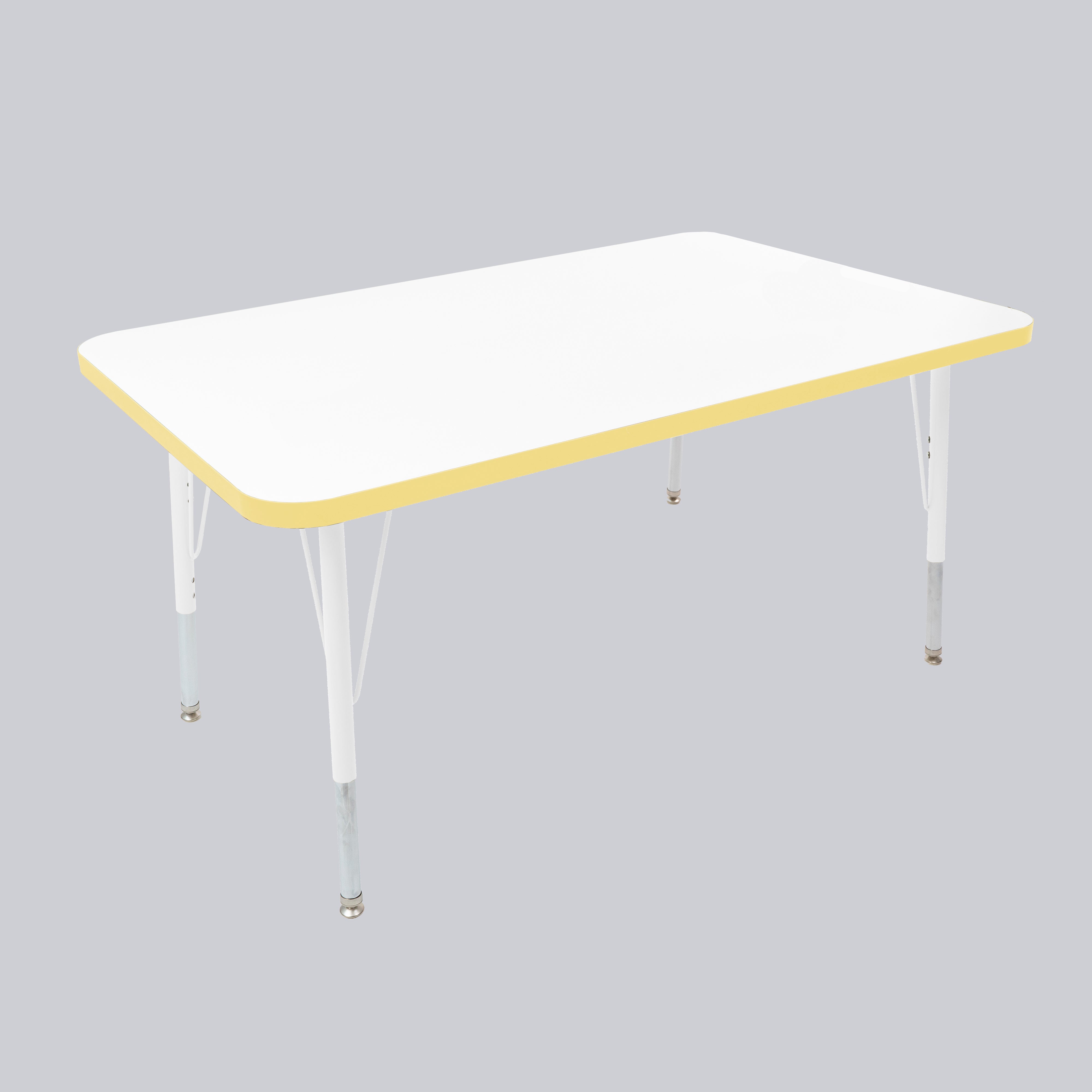 30" x 48" Rectangle Thermofused Activity Table with Adjustable Standard Swivel Glide Legs - White/Squash/White