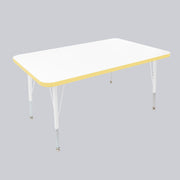 30" x 48" Rectangle Thermofused Activity Table with Adjustable Standard Swivel Glide Legs - White/Squash/White