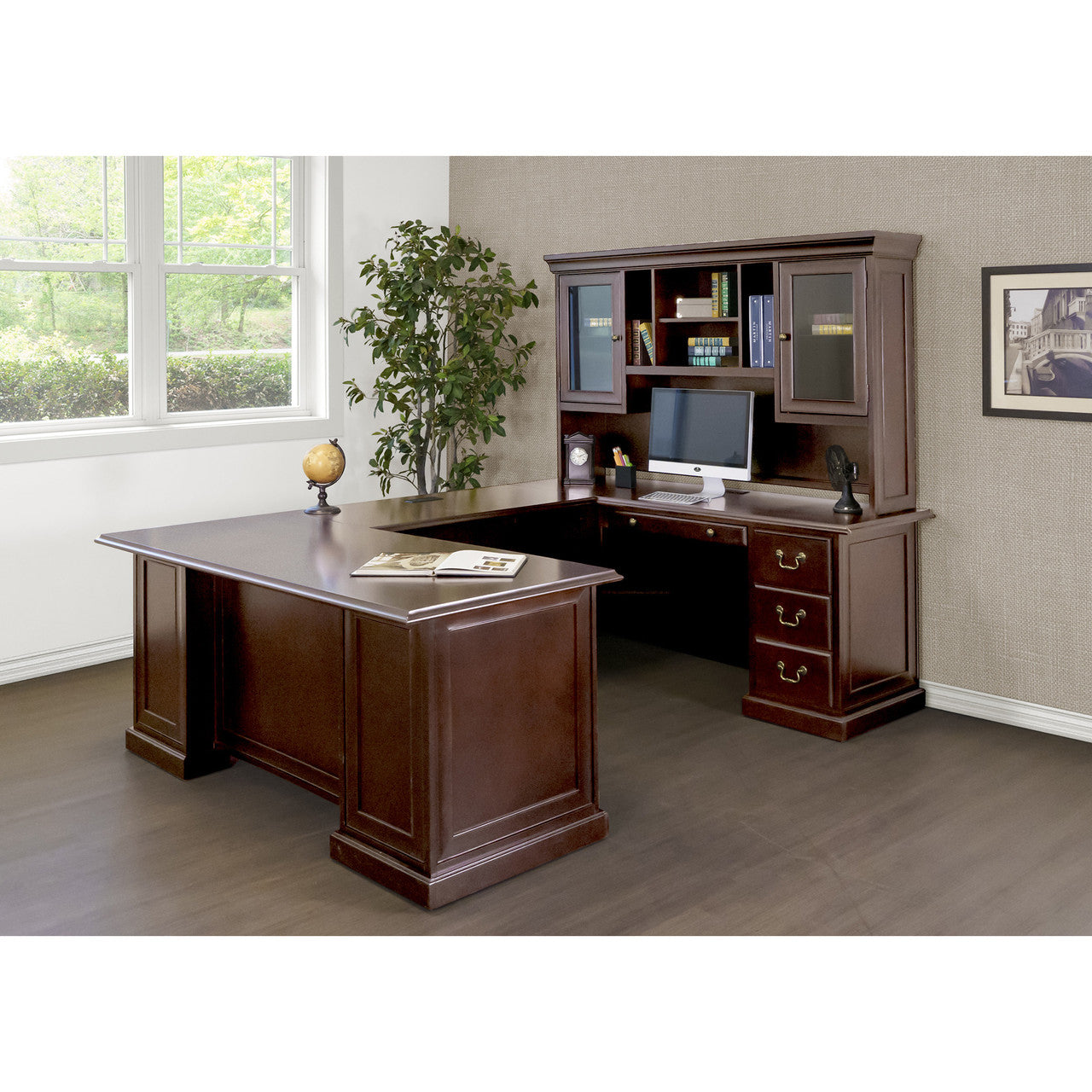 OfficeSource Rowland U Shape Typical - Mahogany