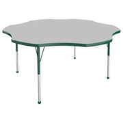 60" x 60" Flower T-Molding Activity Table with Adjustable Standard Ball Glide Legs - Gray/Green