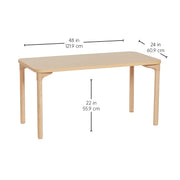 24" x 48" Rectangle All-Purpose Activity Table with 22" Wood Legs