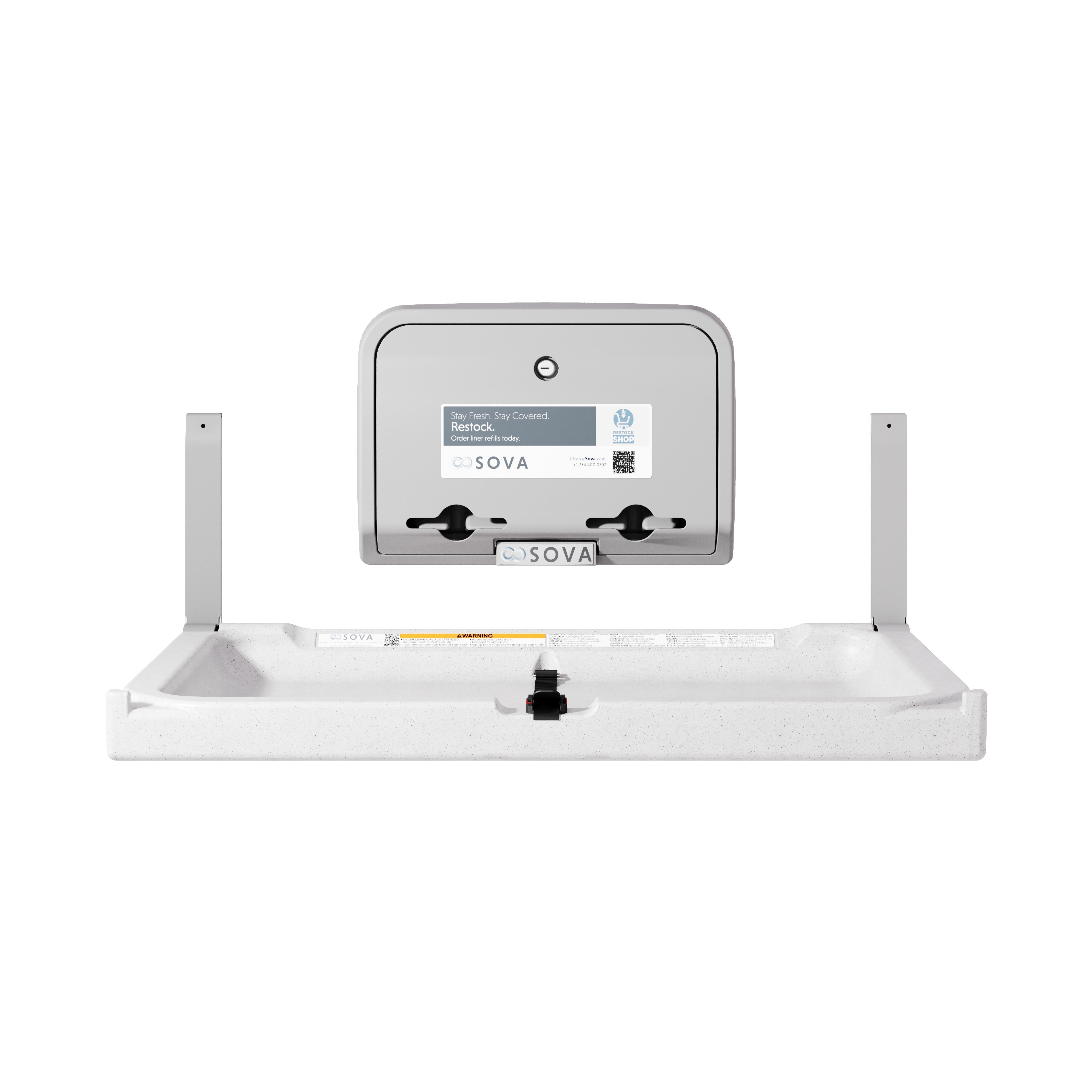 Element Horizontal Changing Station w/ Light Gray Liner Dispenser - White Granite