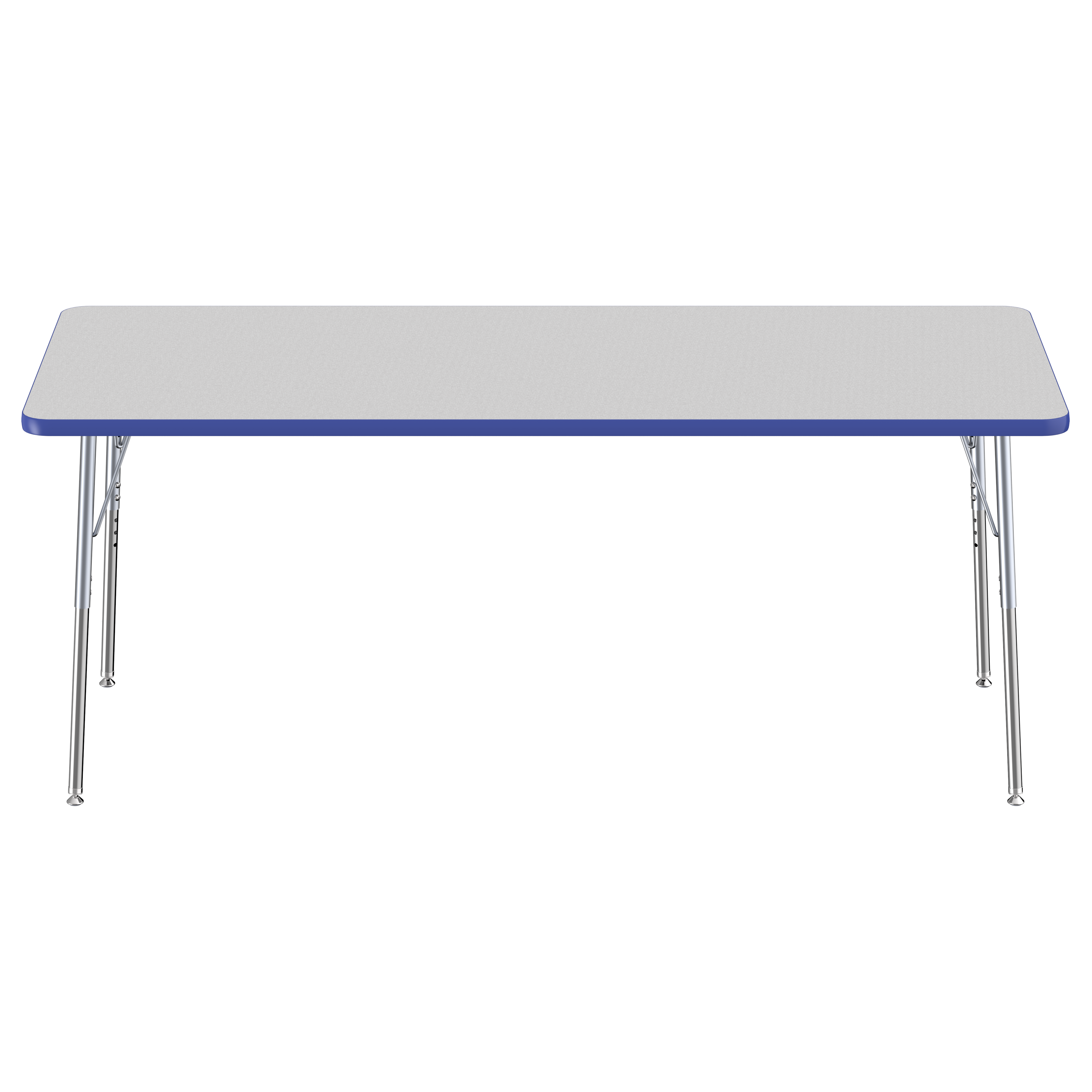 30" x 72" Rectangle T-Molding Activity Table with Adjustable Standard Swivel Glide Legs - Gray/Blue/Silver