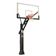 Basketball System - Titan  Adjustable Series (6 in.x 6 in. Pole with 4 ft. Offset) - 72 in. Tempered Glass  Backboard, Playground Goal, and Edge/Protector Padding