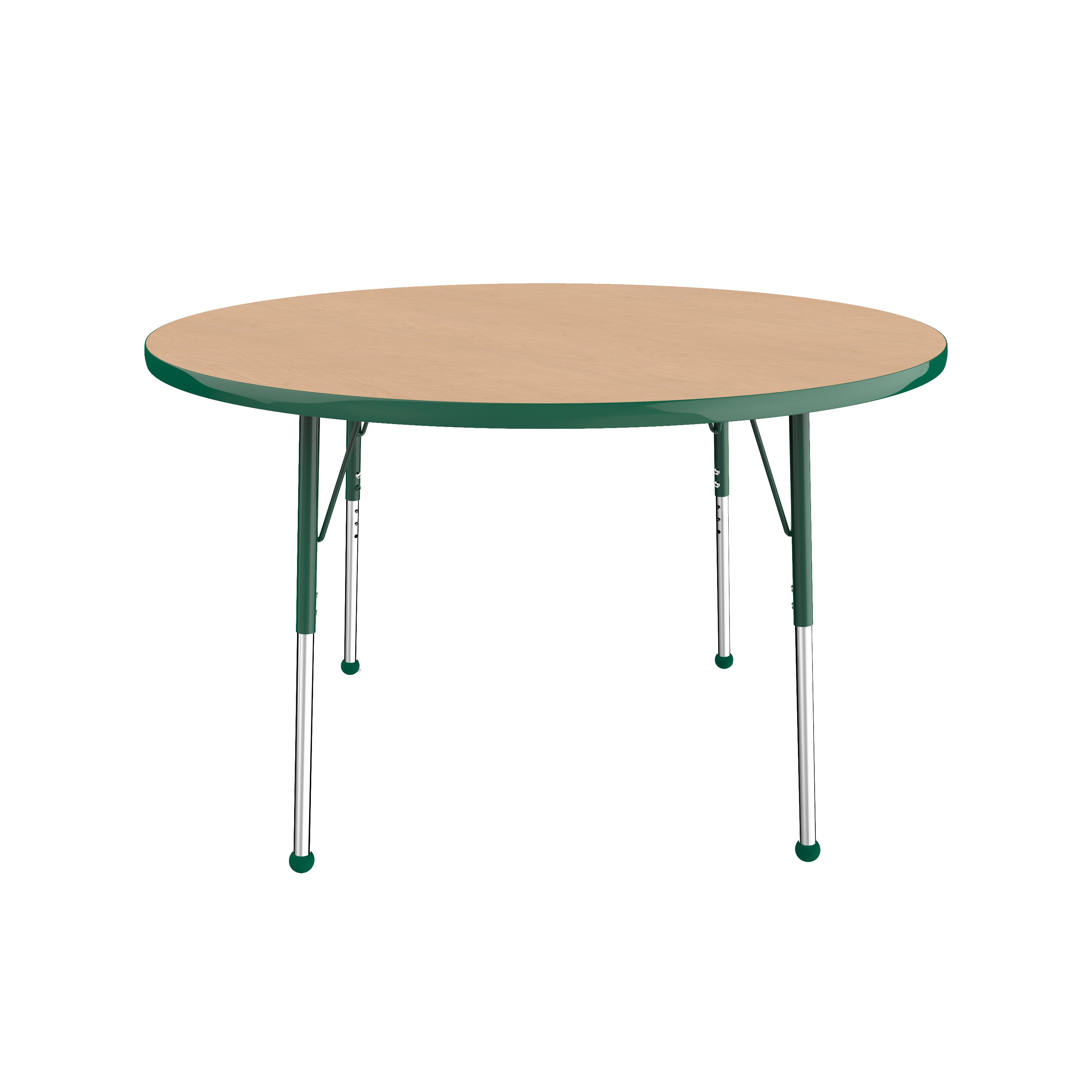 48" Round T-Molding Activity Table with Adjustable Standard Ball Glide Legs - Maple/Green