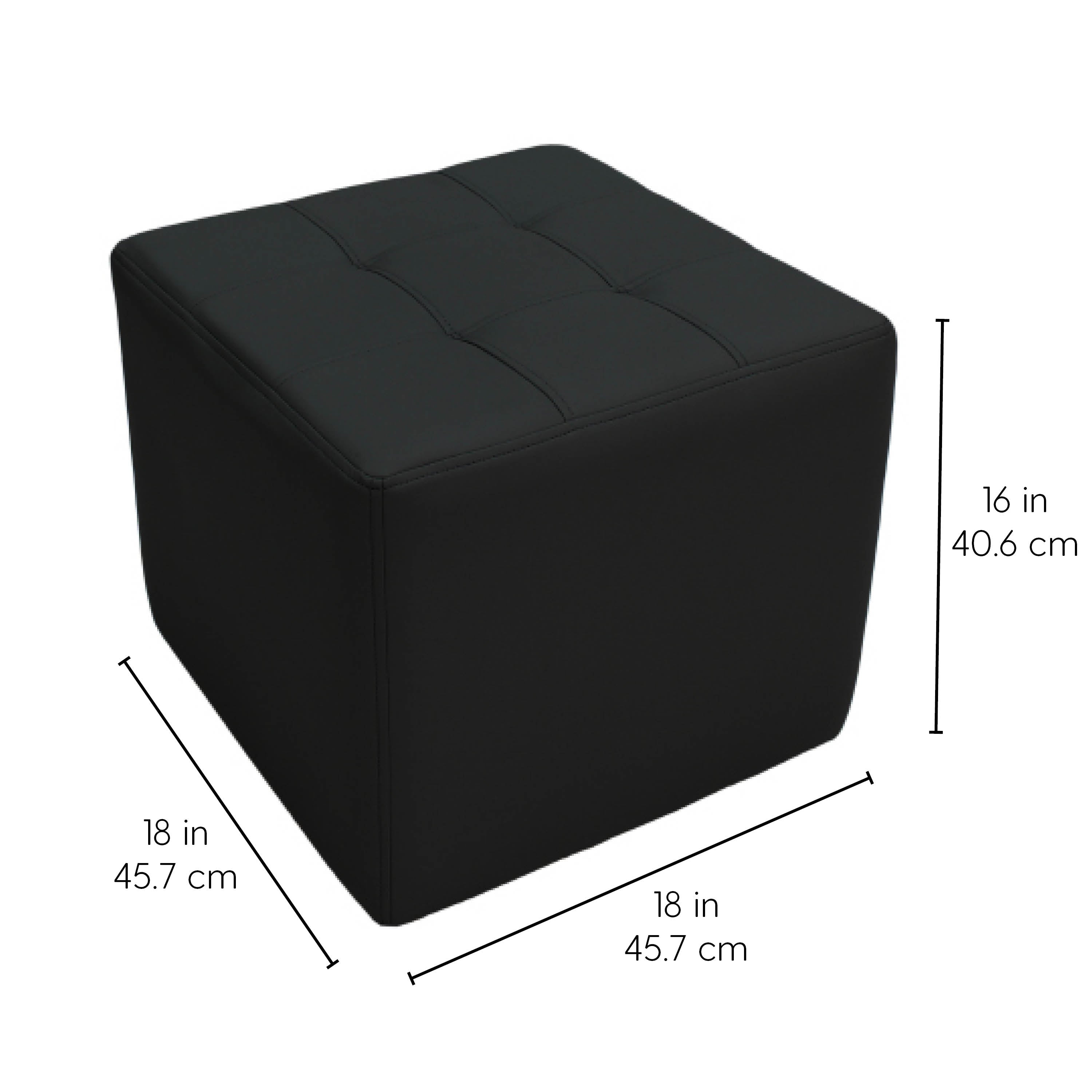 Tufted Square Ottoman 16" Height - Black