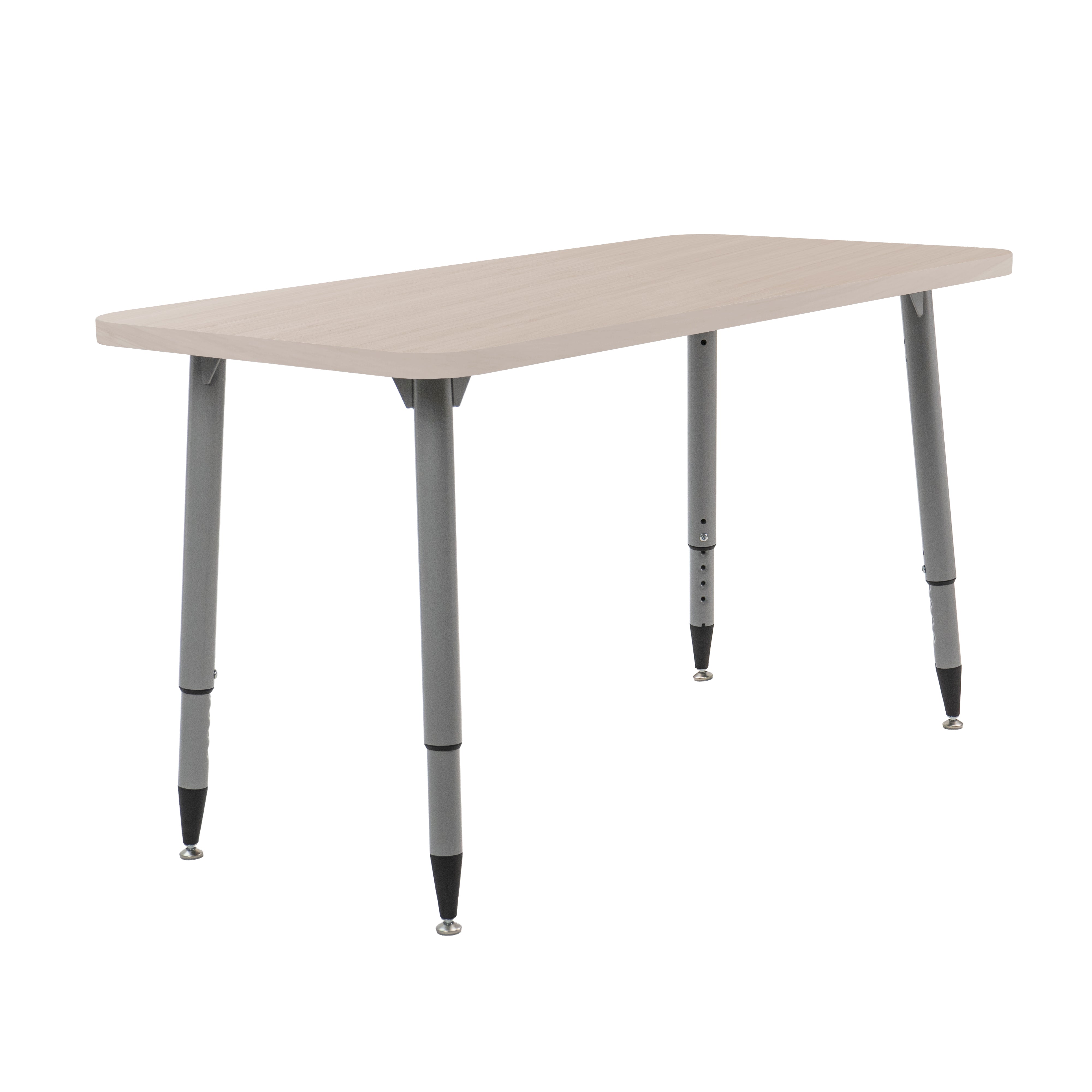 Adapte 24" x 48" Rectangle Woodgrain Activity Table with Adjustable Tapered Legs - Asian Sand/Silver