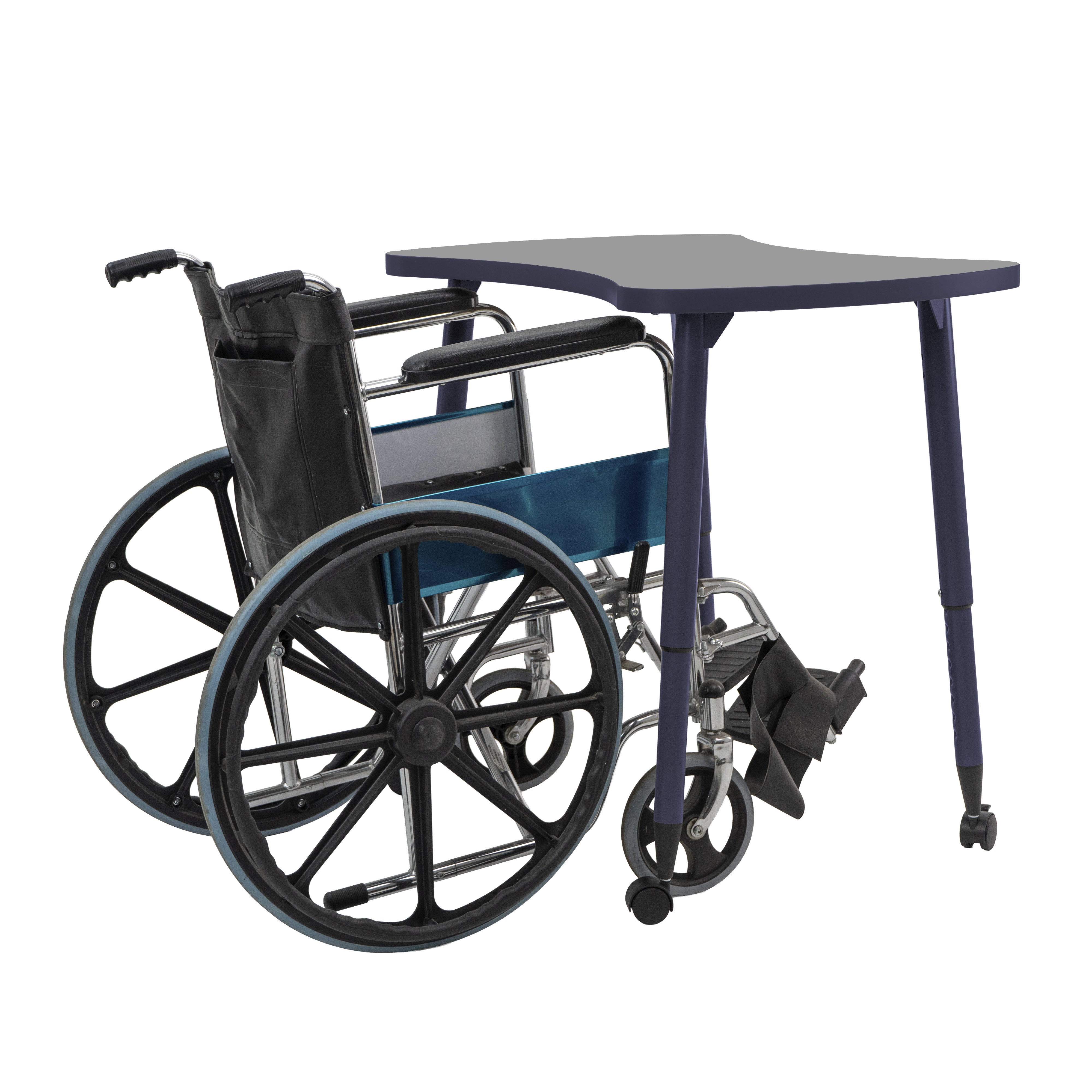 Adapte 25" x 37" Bowtie Thermofused Activity Table with Adjustable Tapered Legs - North Sea/Navy