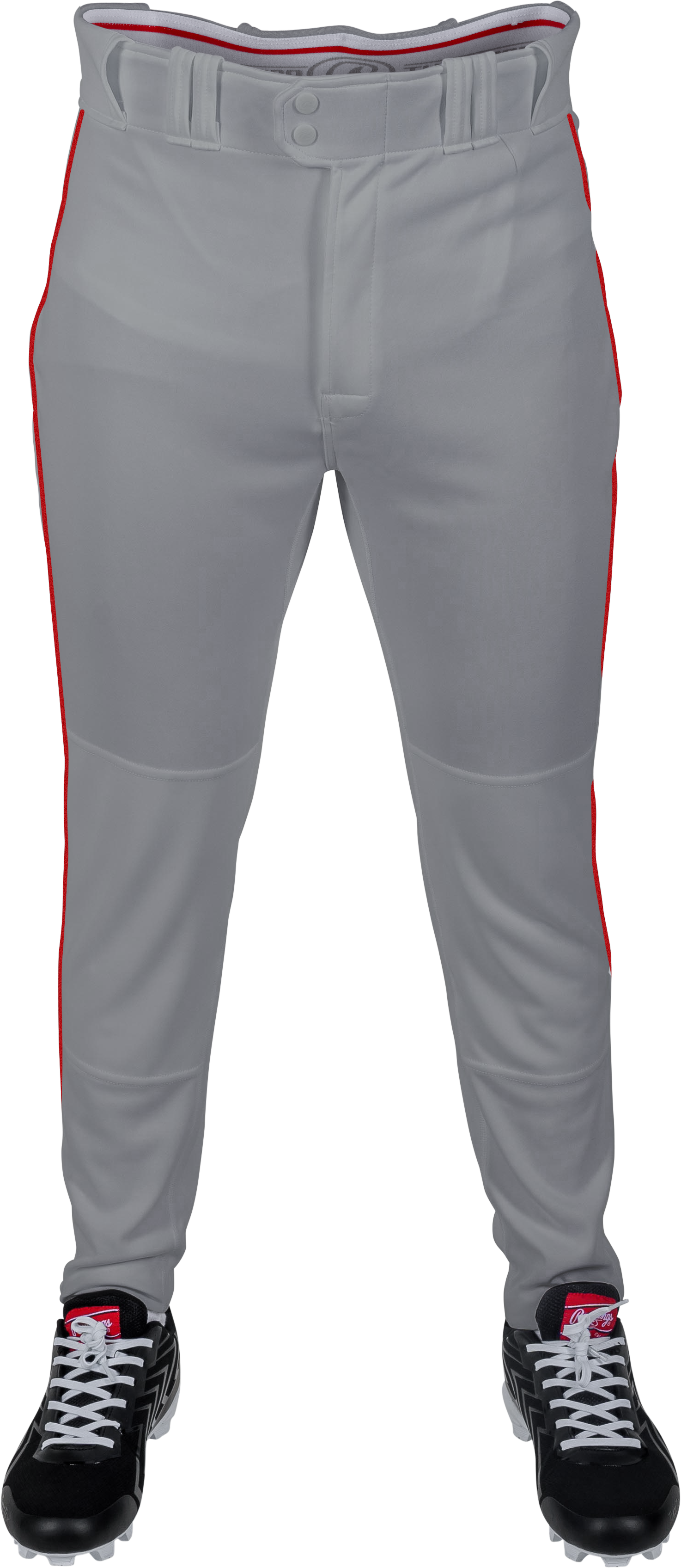 Rawlings Adult Plated Piped Pro Taper Fit Pant - Small - Blue Gray/Scarlet