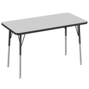 24" x 48" Rectangle Thermofused Activity Table with Adjustable Standard Swivel Glide Legs - Gray/Black