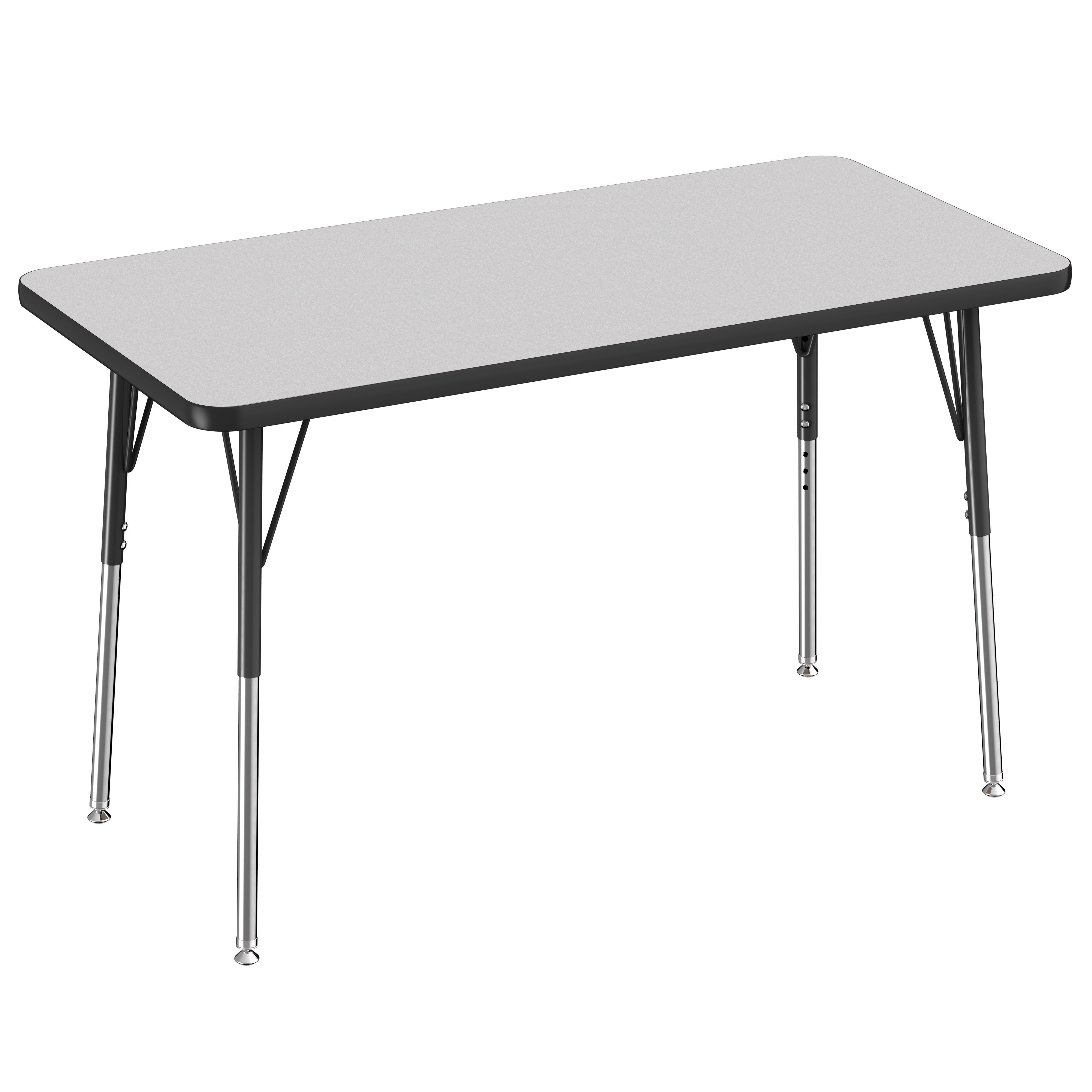 24" x 48" Rectangle Thermofused Activity Table with Adjustable Standard Swivel Glide Legs - Gray/Black