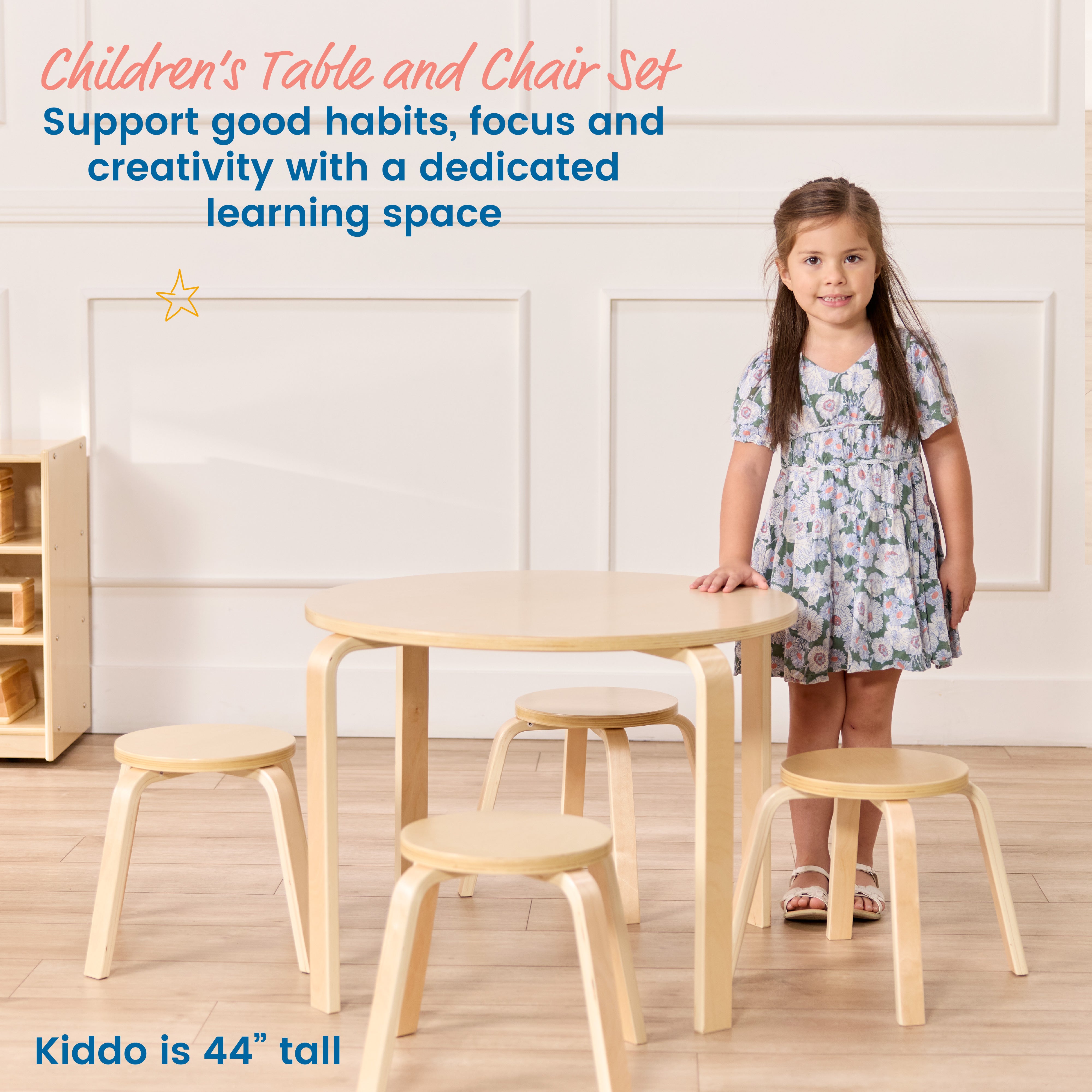 Bentwood Table and Stools Set - Natural