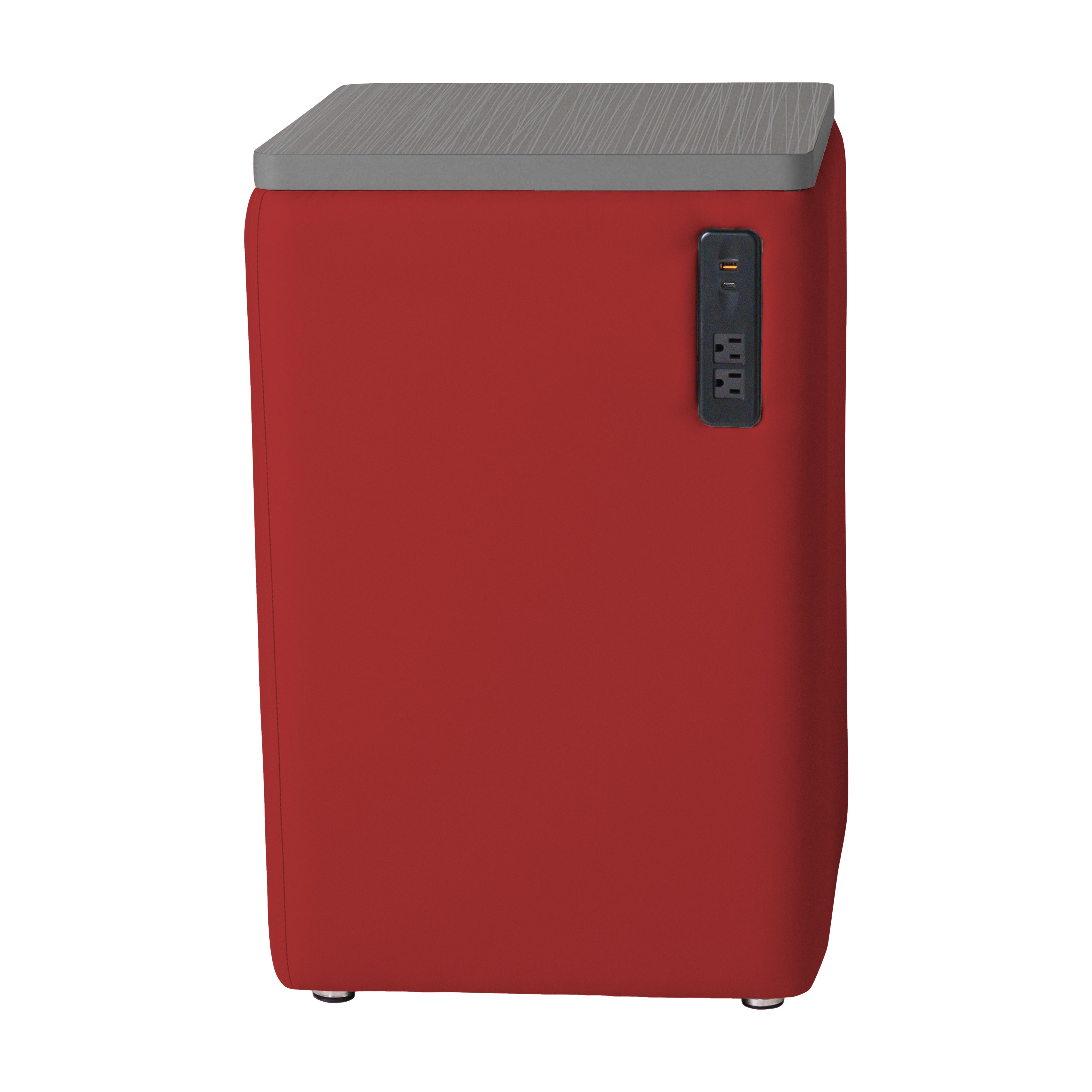 Pro Series Upholstered 18" x 18" Square Ottoman Table with Tech Panel 28" Height - Crimson/Cosmic Strandz