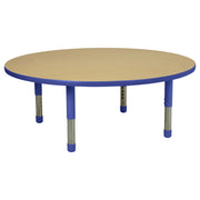 48" Round T-Molding Activity Table with Adjustable Tiny Tot Legs - Maple/Blue