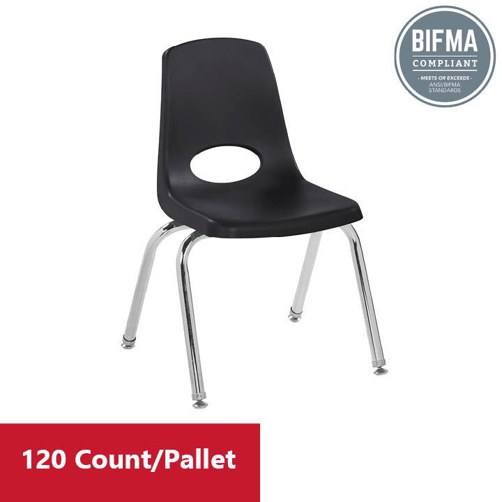 14" Stack Chair with Swivel Glides - Black