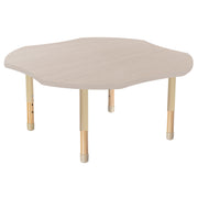48" x 48" Clover Thermofused Activity Table with Adjustable Chunky Wood Legs - Asian Sand/Sand/Natural