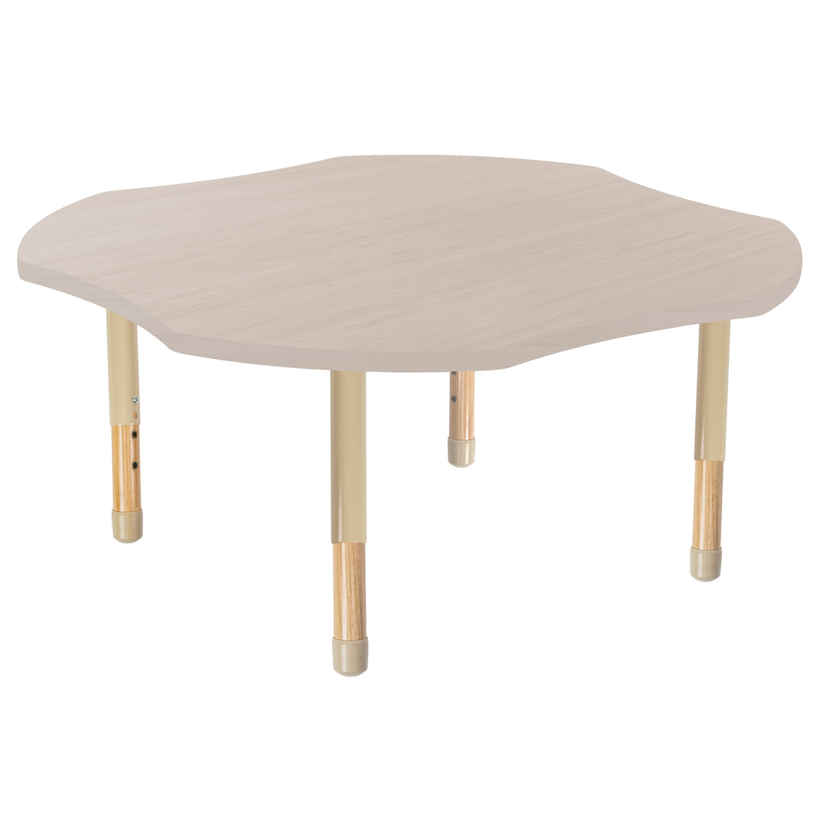 48" x 48" Clover Thermofused Activity Table with Adjustable Chunky Wood Legs - Asian Sand/Sand/Natural