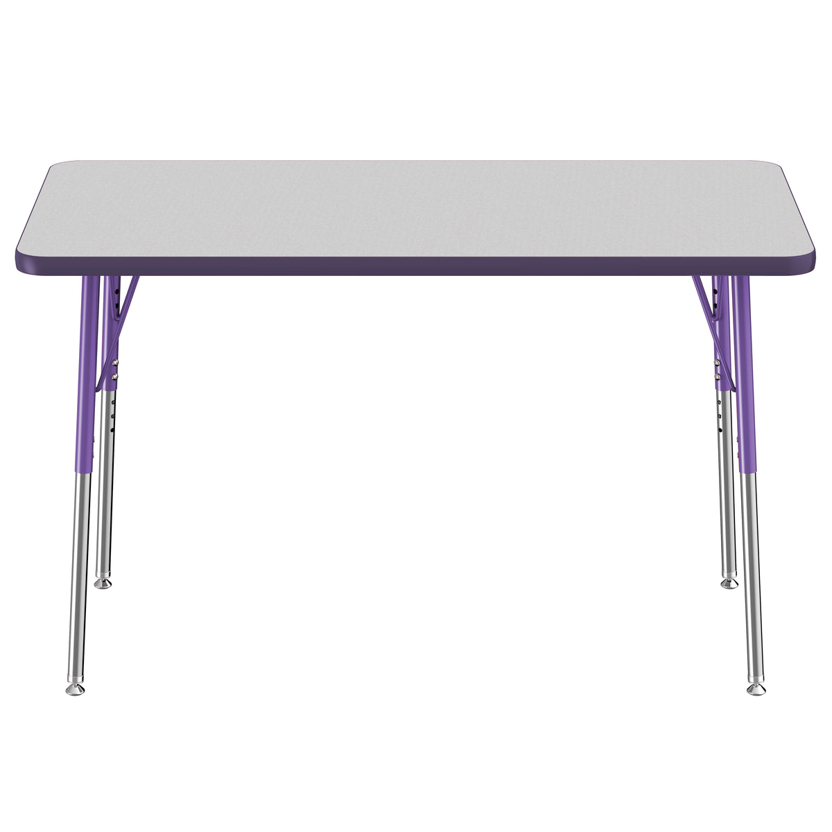 24" x 48" Rectangle T-Molding Activity Table with Adjustable Standard Swivel Glide Legs - Gray/Purple