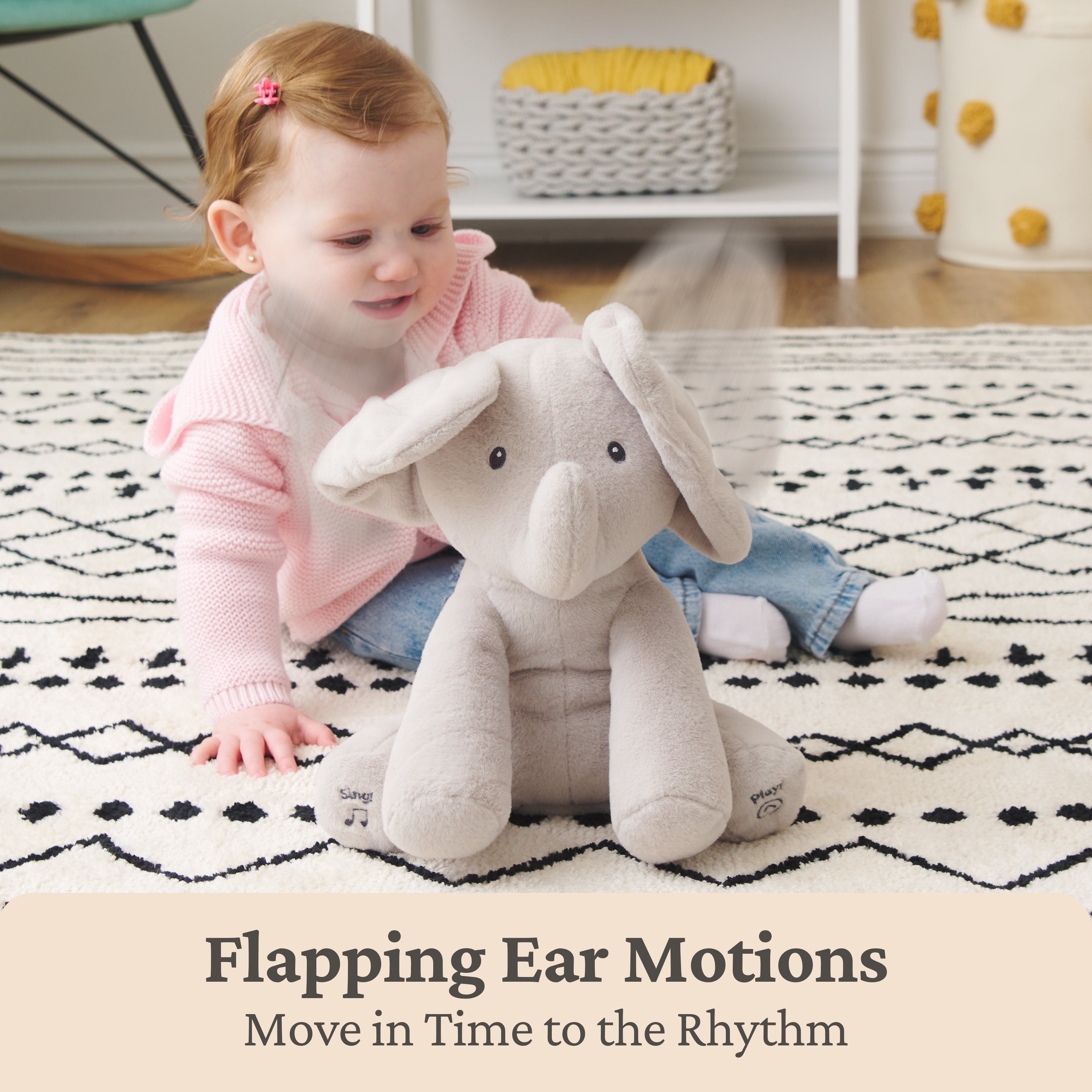 Baby GUND Animated Flappy the Elephant Plush, Singing Stuffed Animal Baby Toy for Ages 0 and Up, Gray, 12"