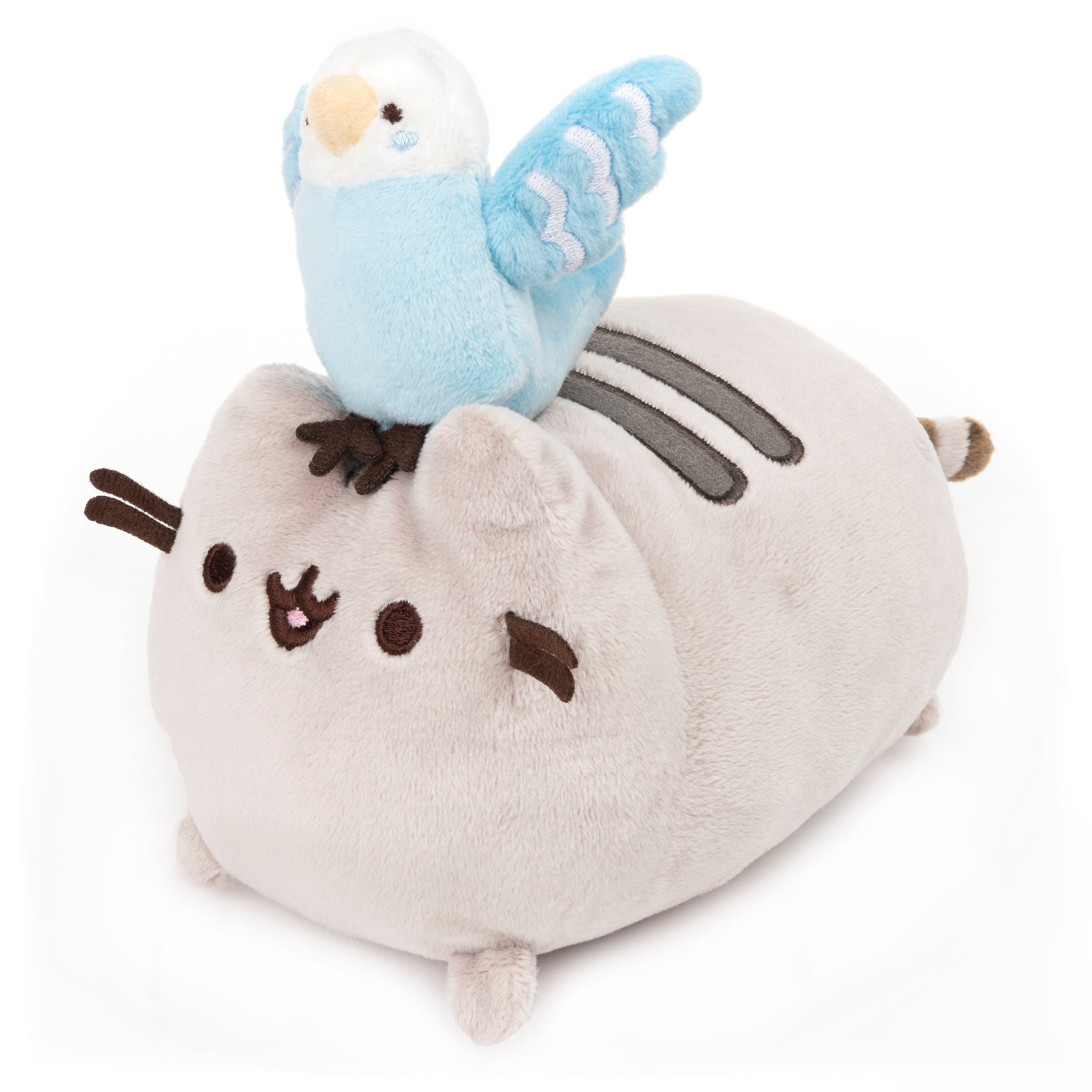 GUND Pusheen & Bo Parakeet Best Friend Set Two-in-One Plush Cat Stuffed Animal, Gray and Blue, 6”