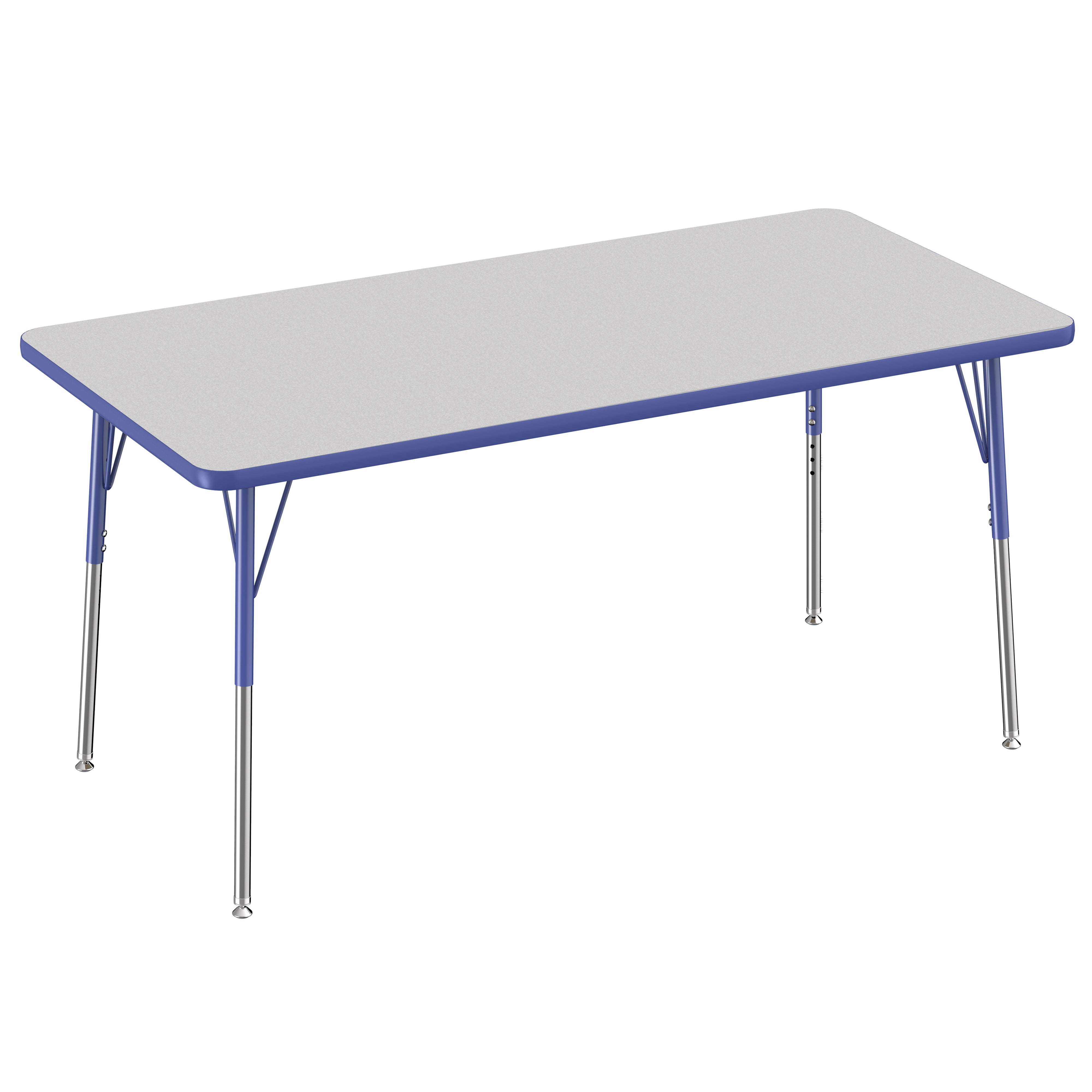 30" x 60" Rectangle Thermofused Activity Table with Adjustable Standard Swivel Glide Legs - Gray/Blue