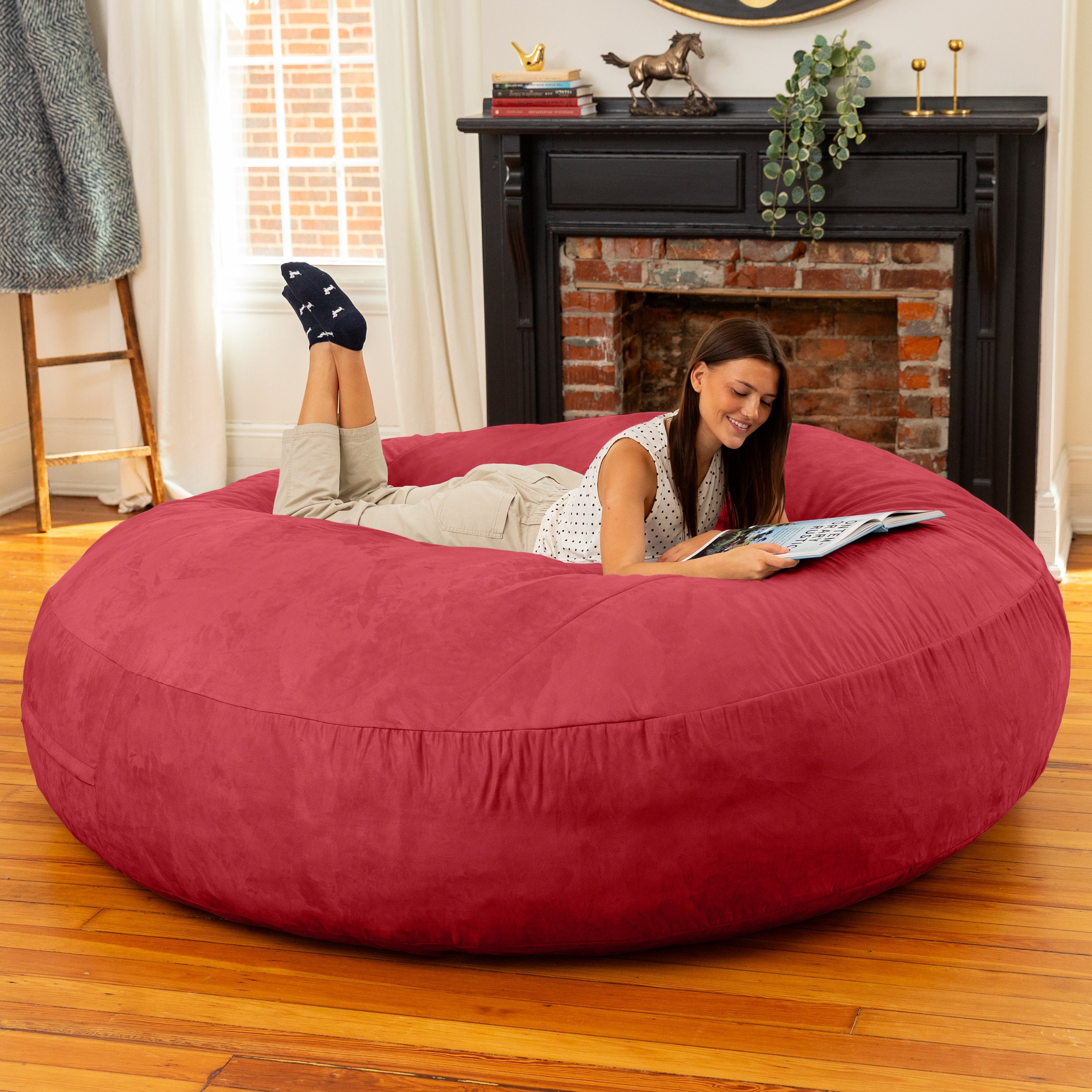 Jaxx 6 Foot Cocoon - 2-in-1 Convertible Bean Bag Bed & Large Bean Bag Chair for Adults, Cinnabar
