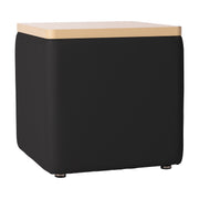 Pro Series Upholstered 18" x 18" Square Ottoman Table 18" Height - Black/Maple
