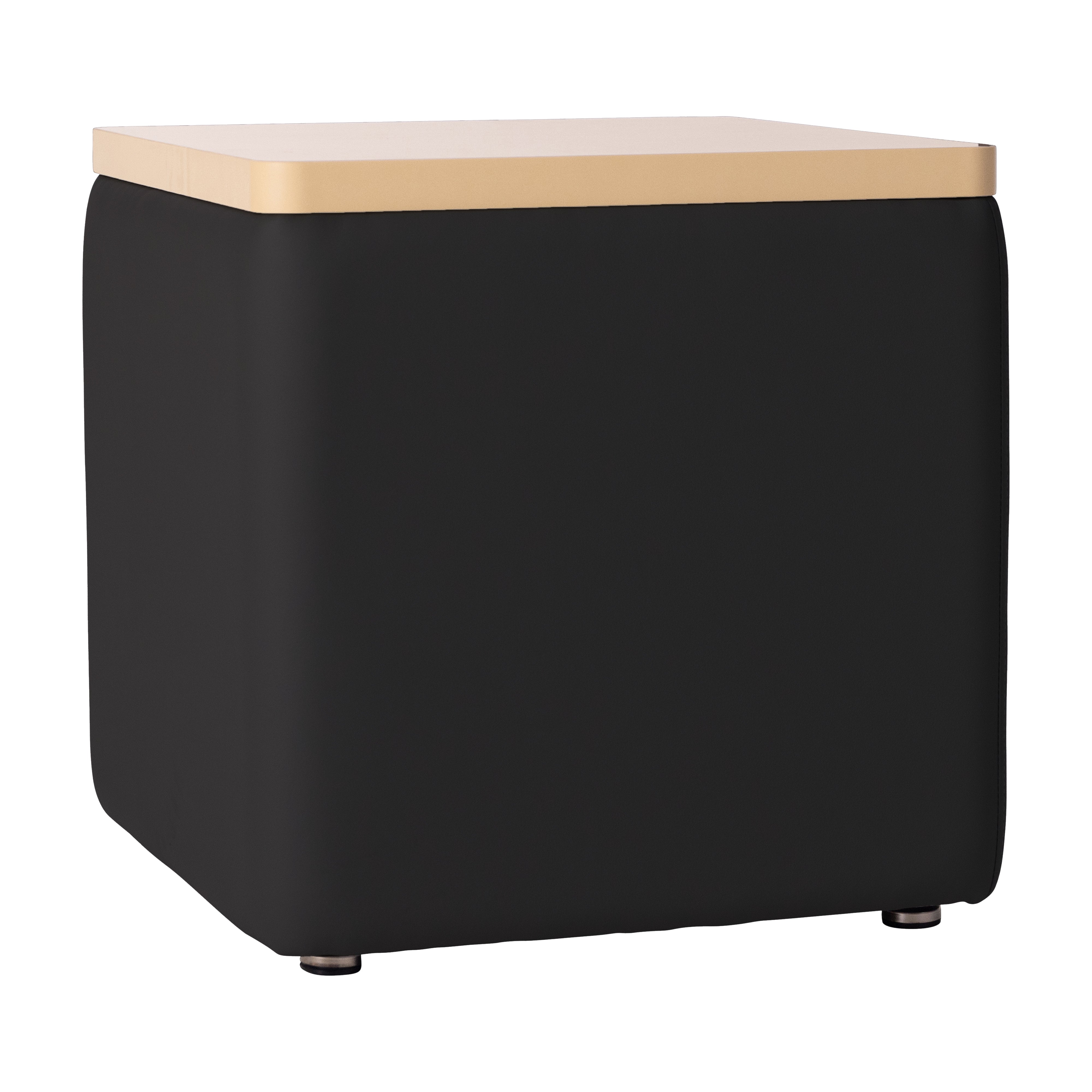Pro Series Upholstered 18" x 18" Square Ottoman Table 18" Height - Black/Maple