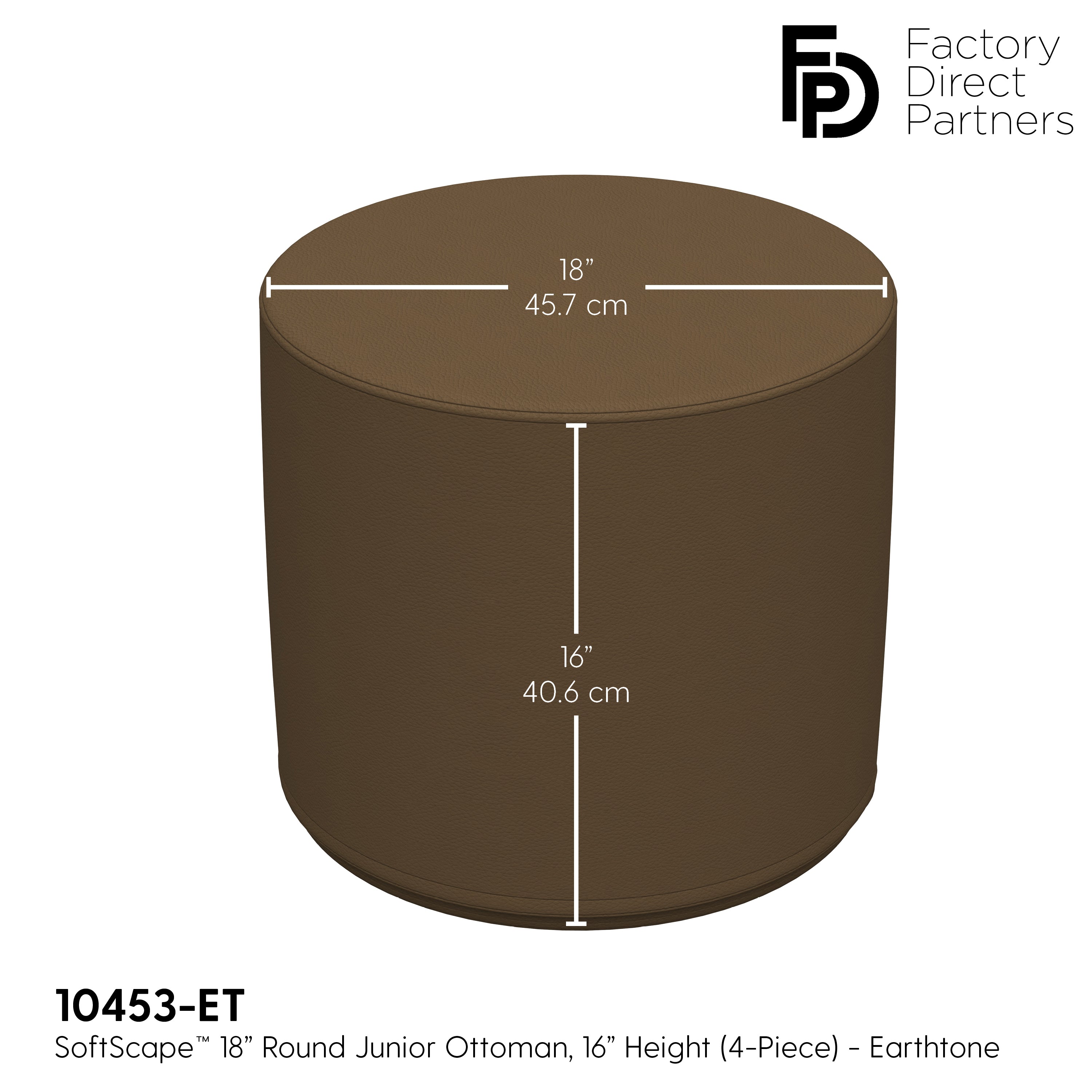 SoftScape 18" Round Ottoman 16" Height, 4-Piece - Earthtone
