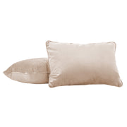 16" x 24" Rectangle Lumbar Microfiber and Faux Leather Pillow with Piping, 2-Piece - Beige