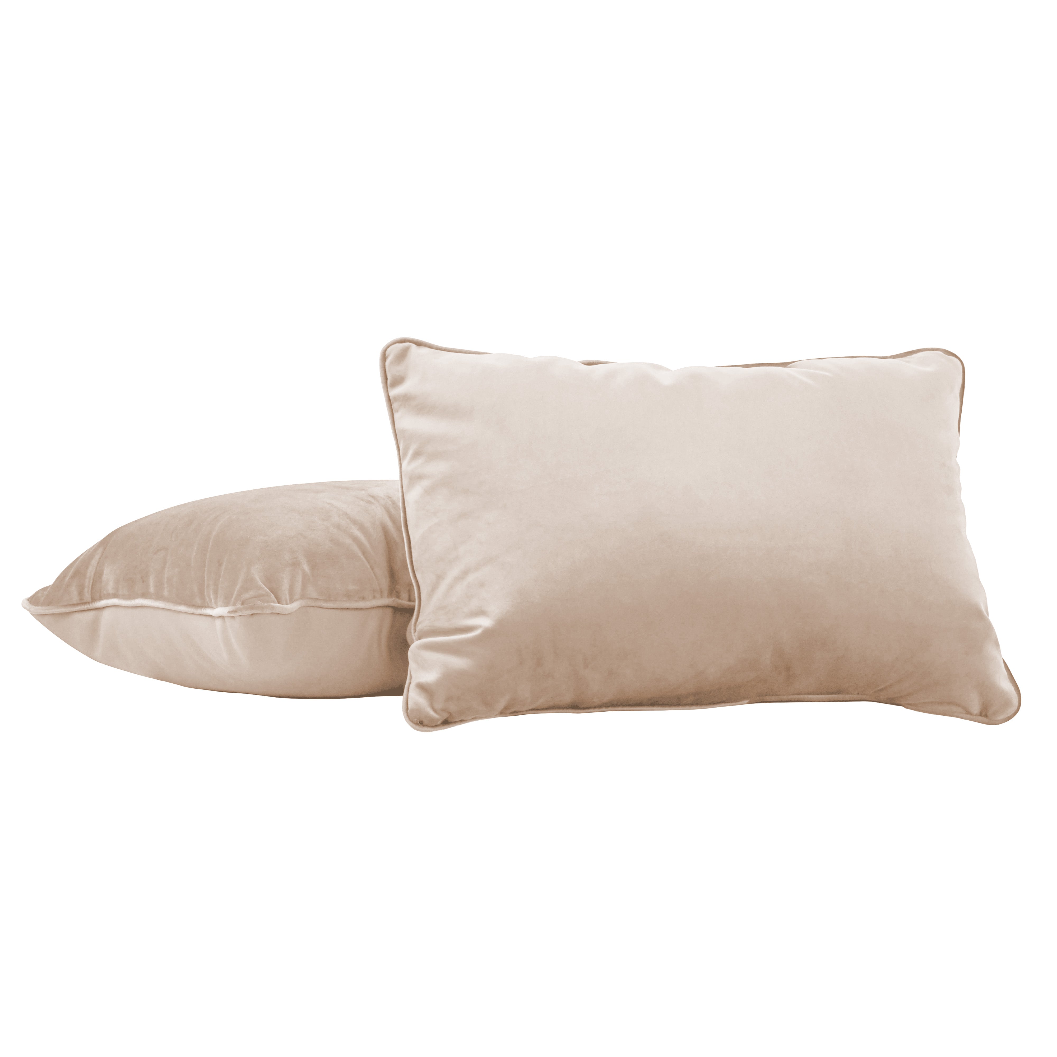 16" x 24" Rectangle Lumbar Microfiber and Faux Leather Pillow with Piping, 2-Piece - Beige