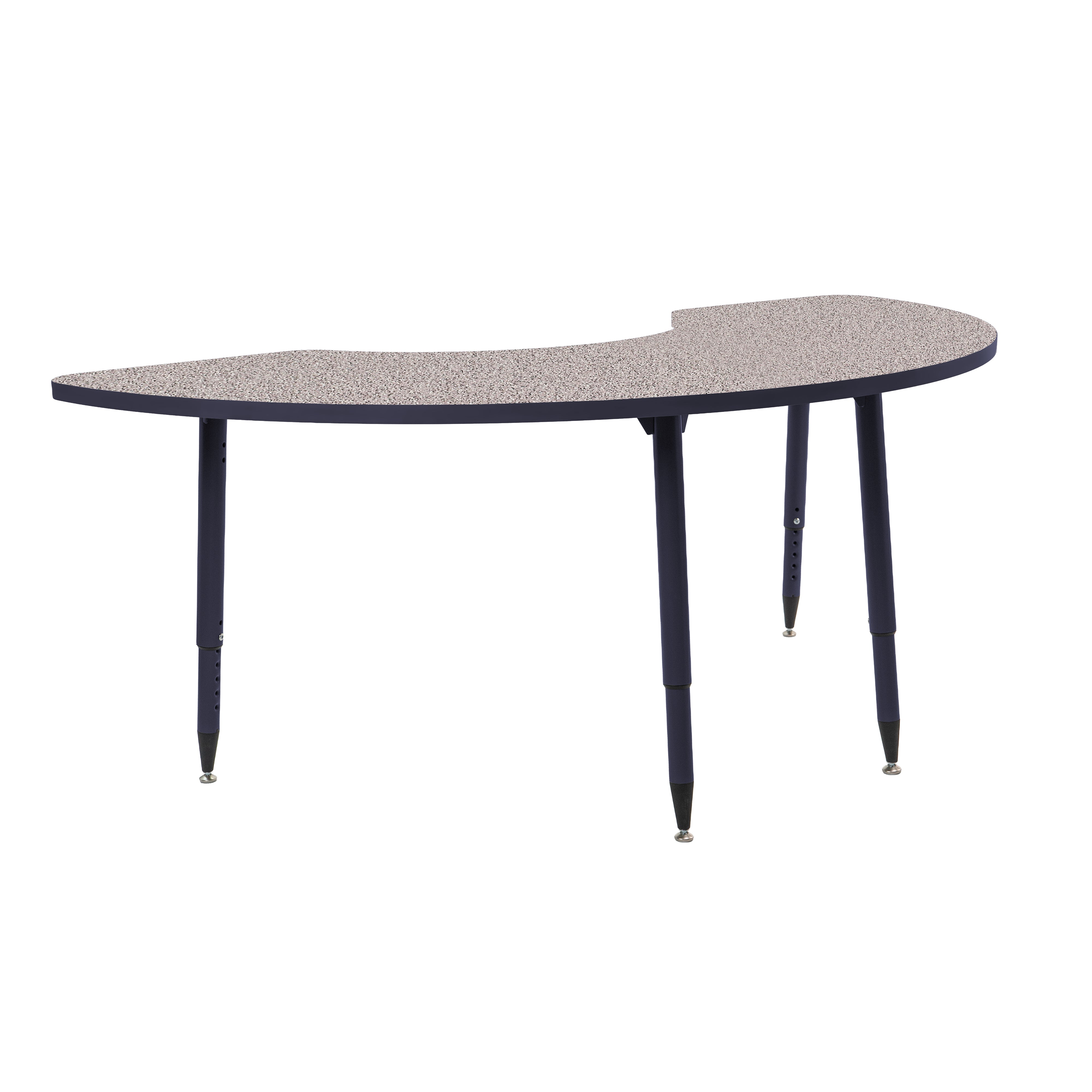 Adapte 36" x 72" Half Moon Thermofused Activity Table with Adjustable Tapered Legs - Gray/Navy