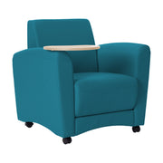 Pro Series Upholstered Common Area Chair with Tablet - Teal/Maple Grain