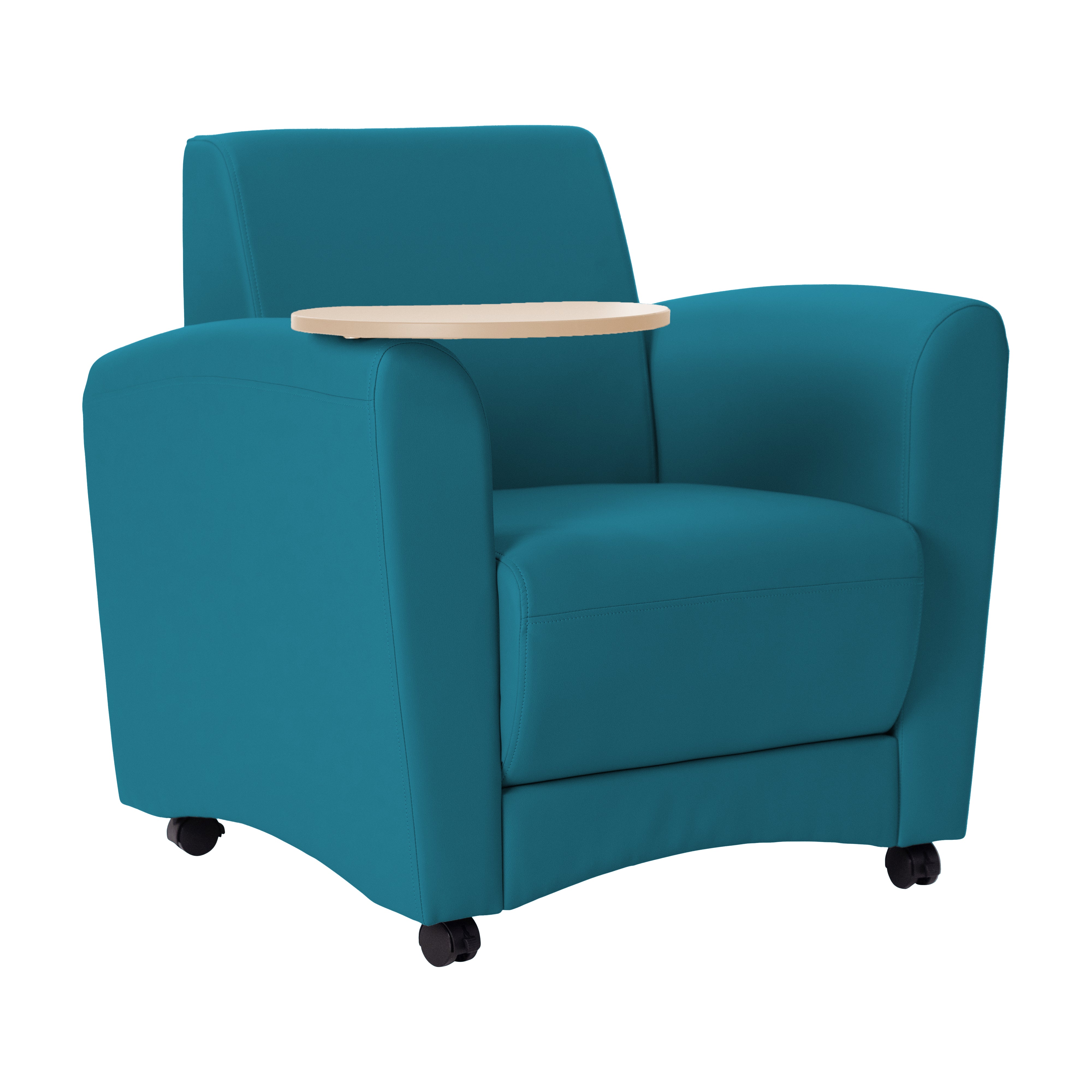 Pro Series Upholstered Common Area Chair with Tablet - Teal/Maple Grain