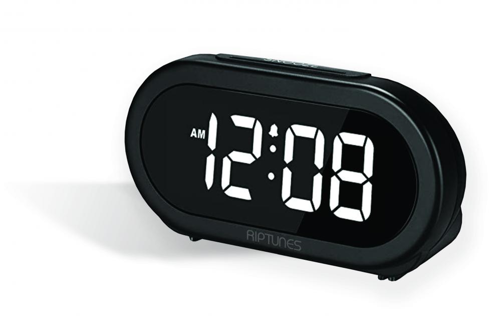 Riptunes 1.4-Inch Digital Alarm Clock w/ 5 Alarm Sounds - Black
