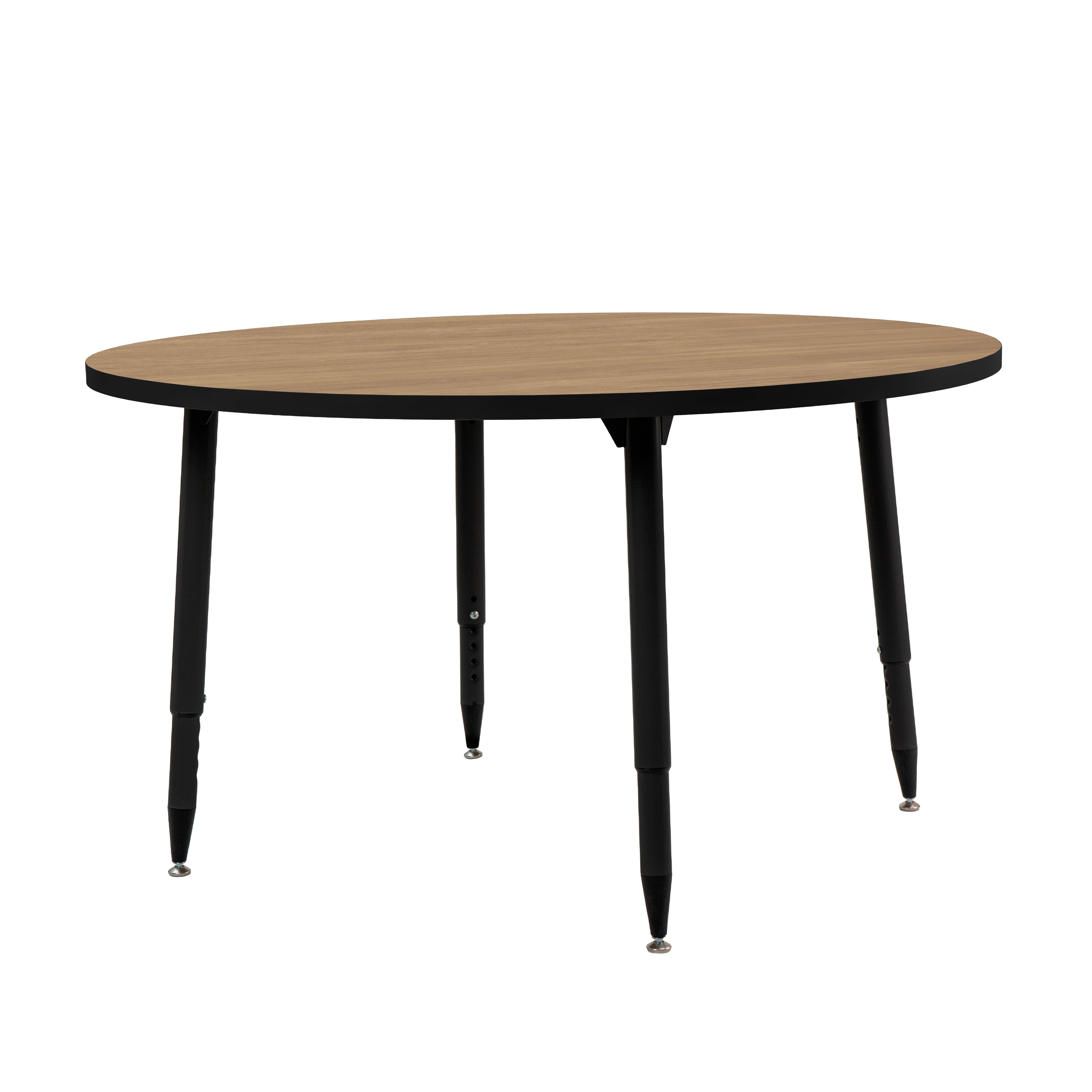 Adapte 48" Round Thermofused Activity Table with Adjustable Tapered Legs - Pasadena Oak/Black