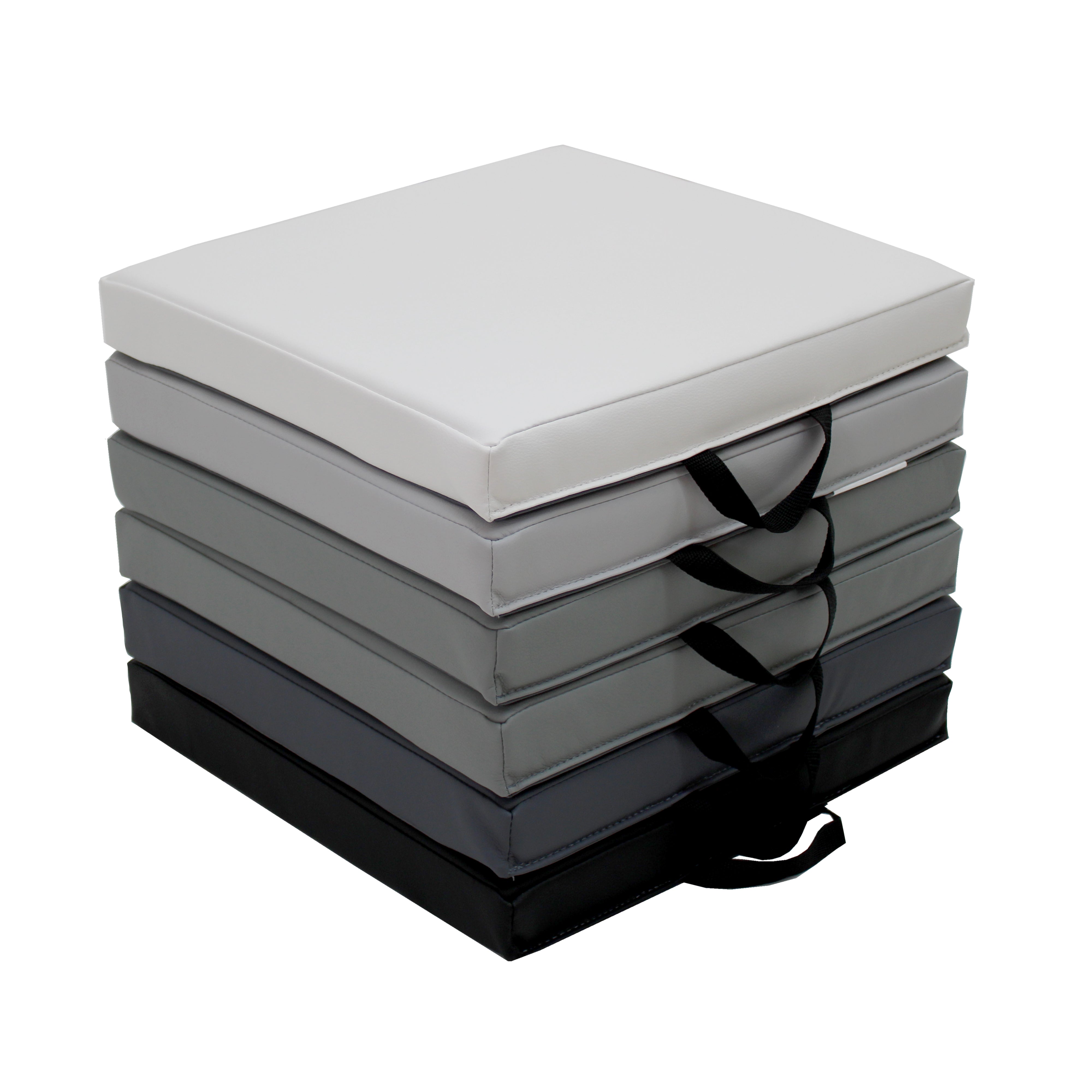SoftScape 15" Square Floor Cushions, 6-Piece - Gray/Light Gray