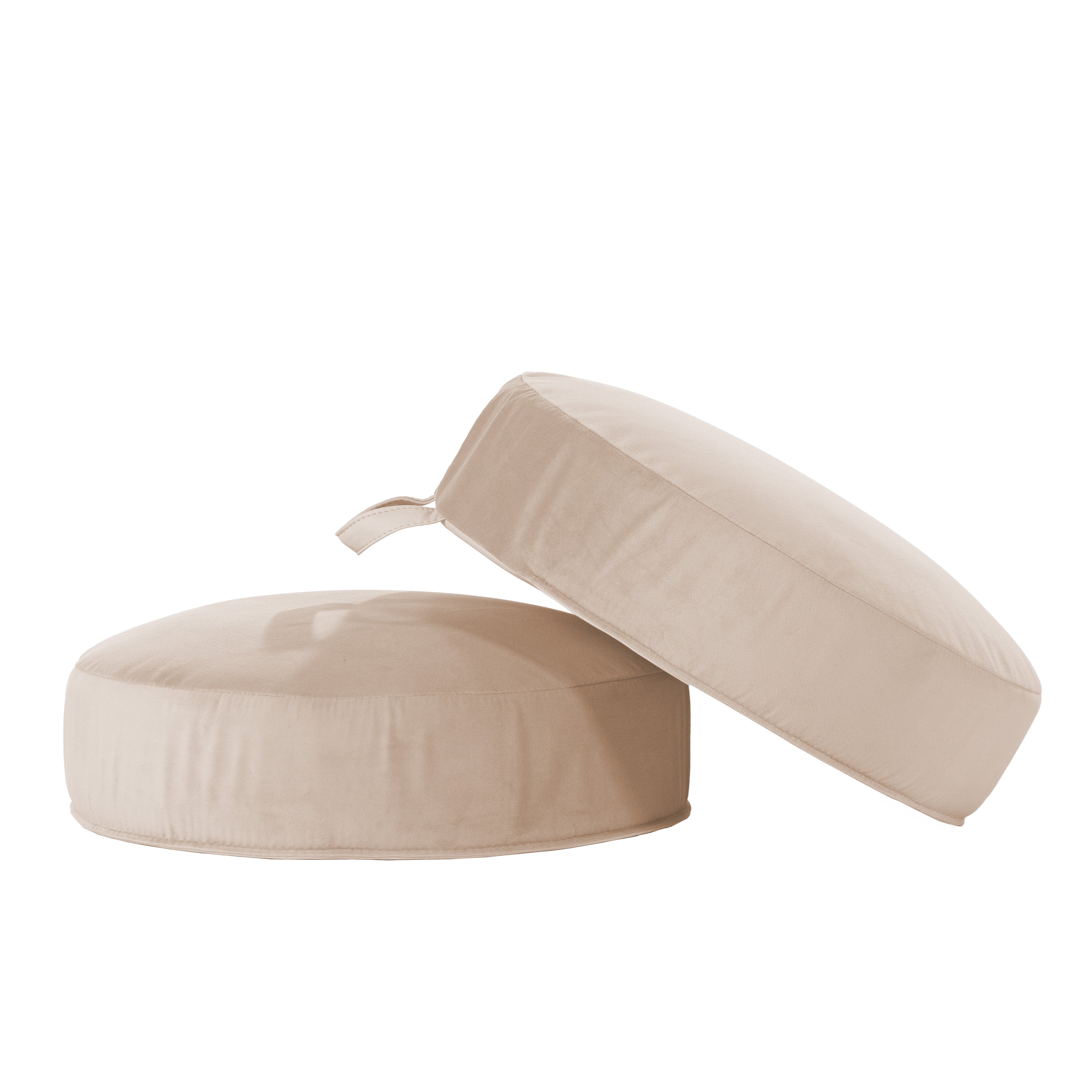 Overstuffed Microfiber Floor Cushions, 2-Piece - Beige
