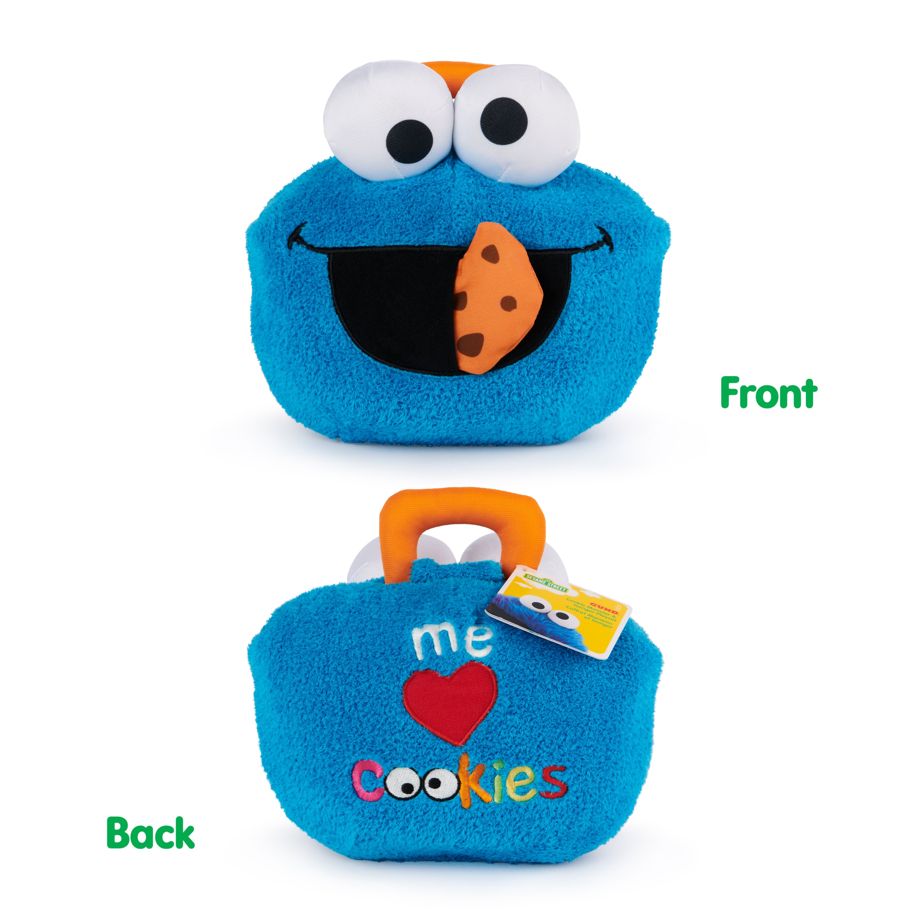 GUND Sesame Street Official Cookie Monster & Gonger Playset, Premium Plush Sensory Toys Playset for Ages 1 & Up, Blue, 8”