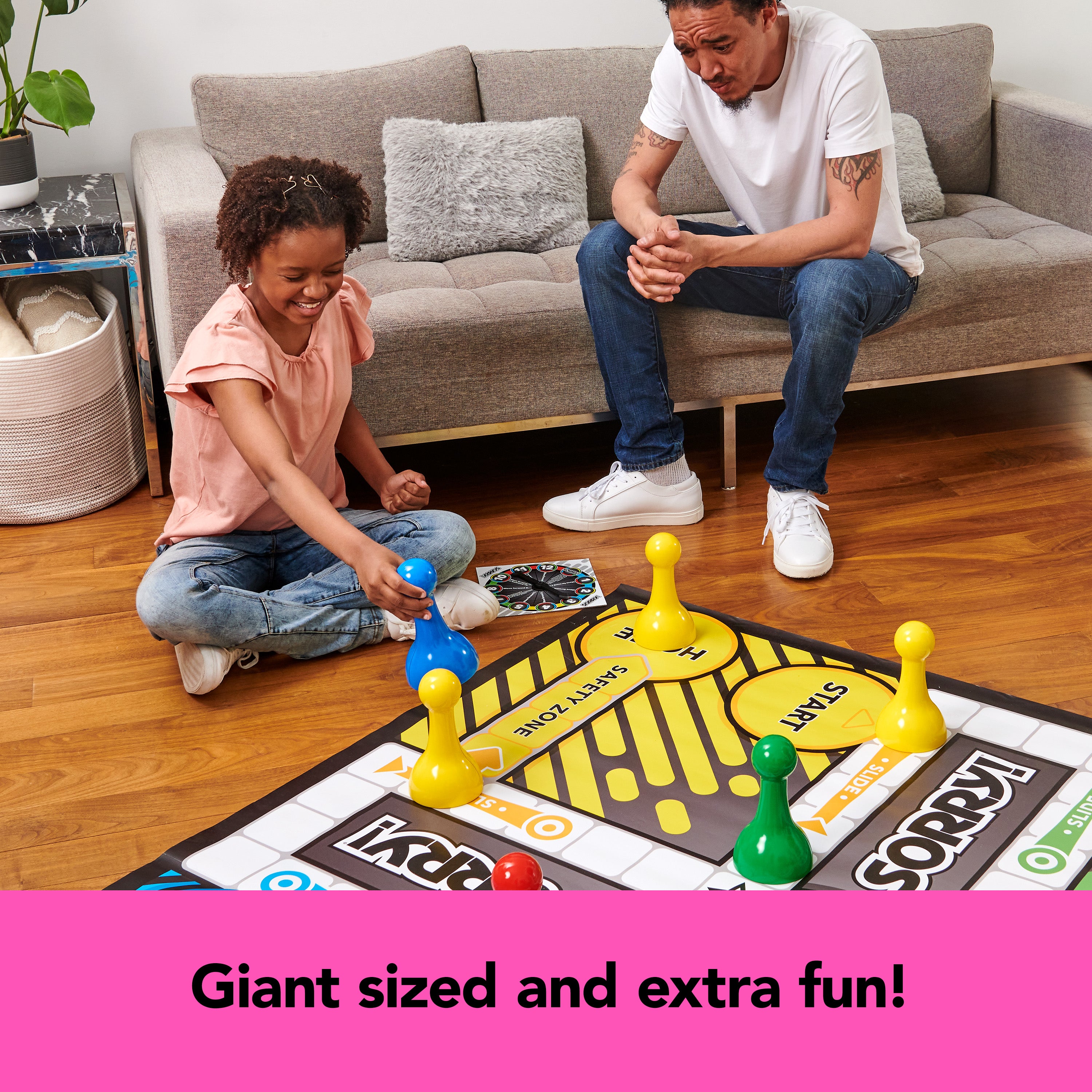 Giant SORRY! Classic Family Board Game Indoor Outdoor Retro Party Activity Summer Toy with Oversized Gameboard, for Adults and Kids Ages 6 and up