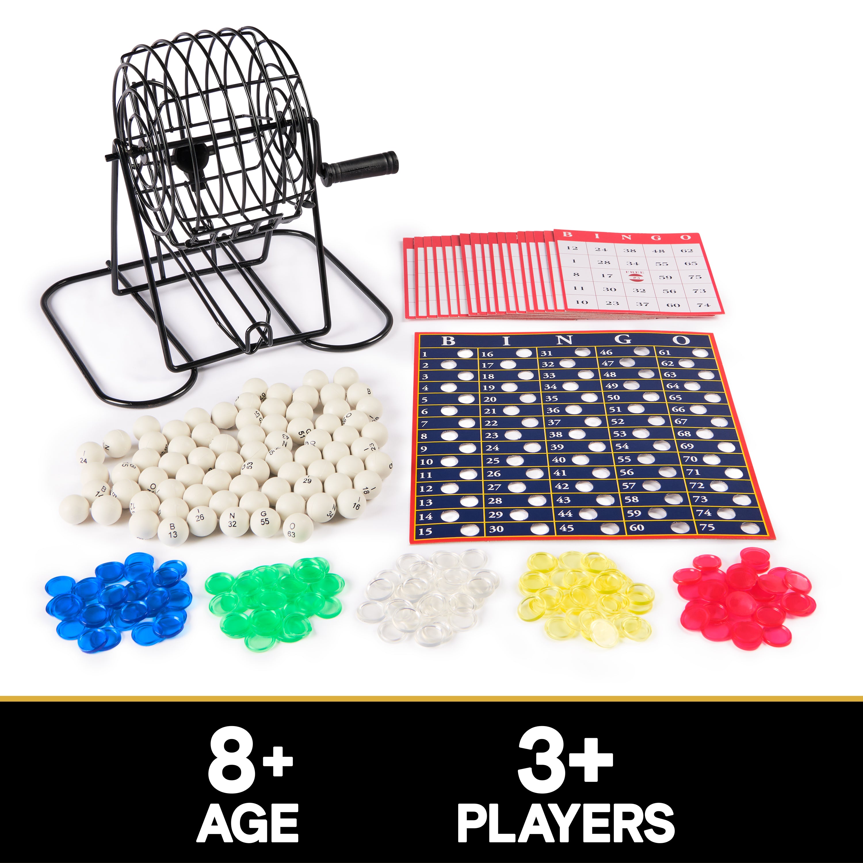 Spin Master Games, Cardinal Classics, Deluxe Metal Bingo Game Cage with Numbered Balls, Bingo Cards, Bingo Daubers Markers, for Ages 8 and up