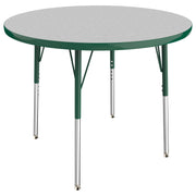 36" Round T-Molding Activity Table with Adjustable Standard Swivel Glide Legs - Gray/Green