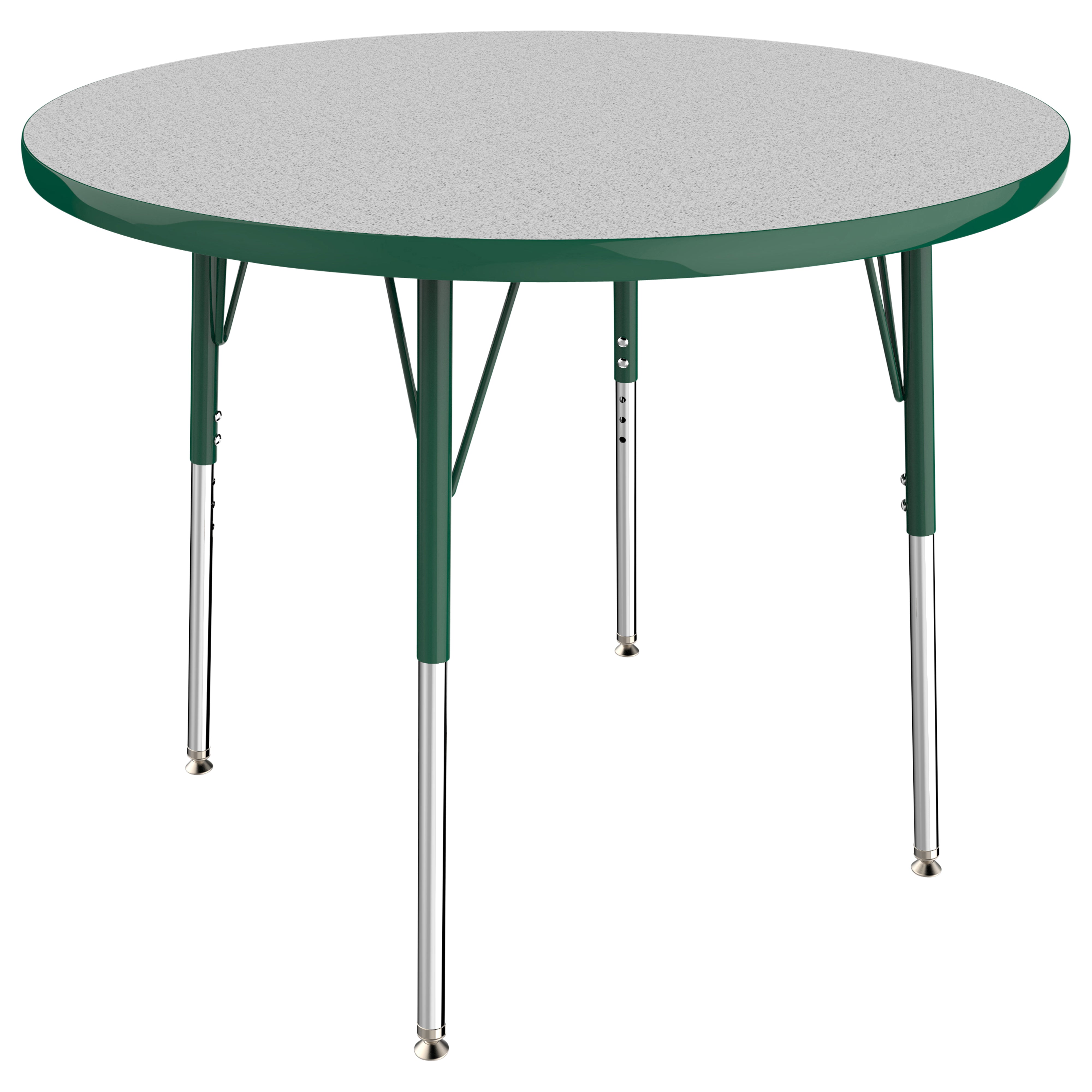 36" Round T-Molding Activity Table with Adjustable Standard Swivel Glide Legs - Gray/Green
