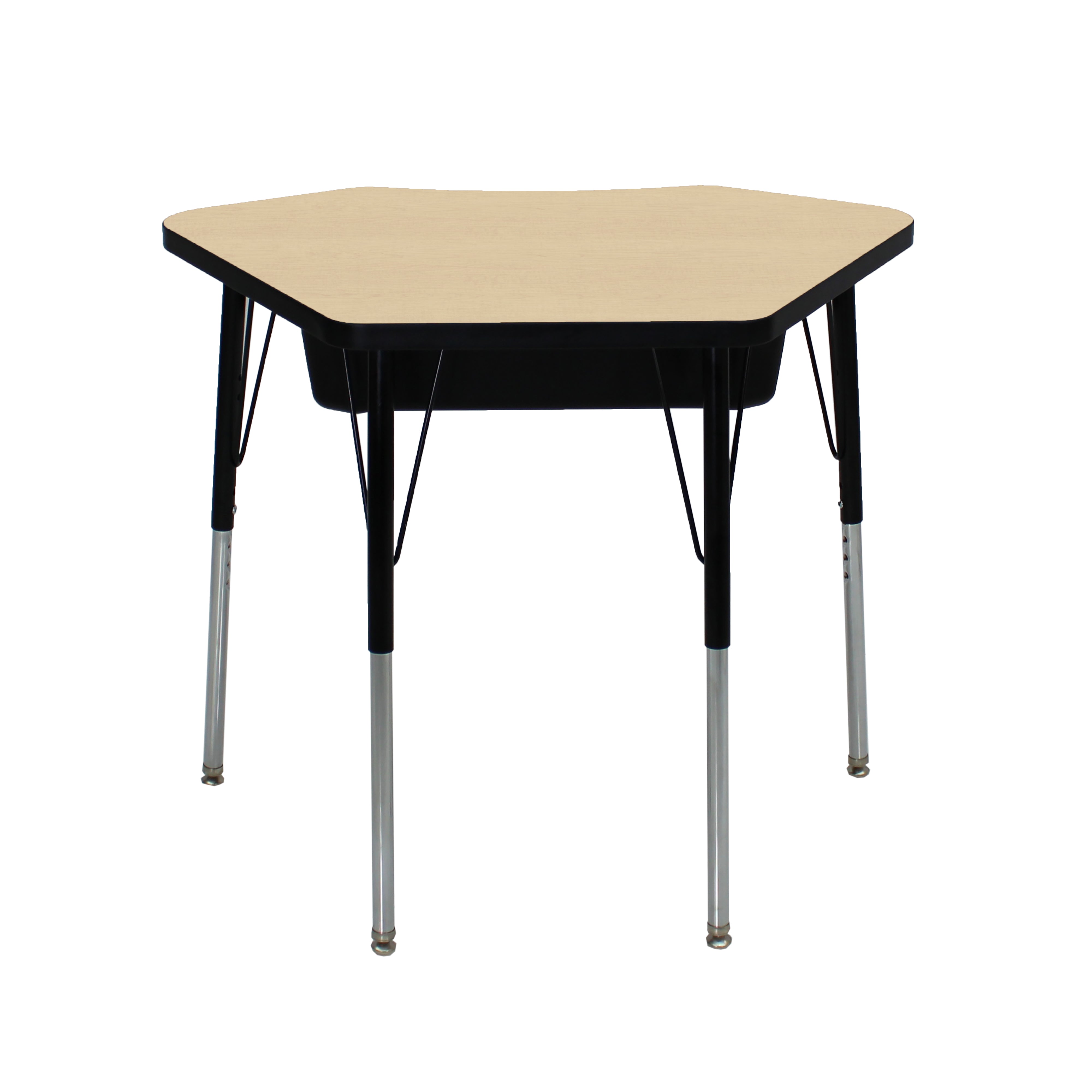 24" x 36" Petal Book Box Desk with Adjustable Standard Swivel Glide Legs, 2-Piece - Maple/Black