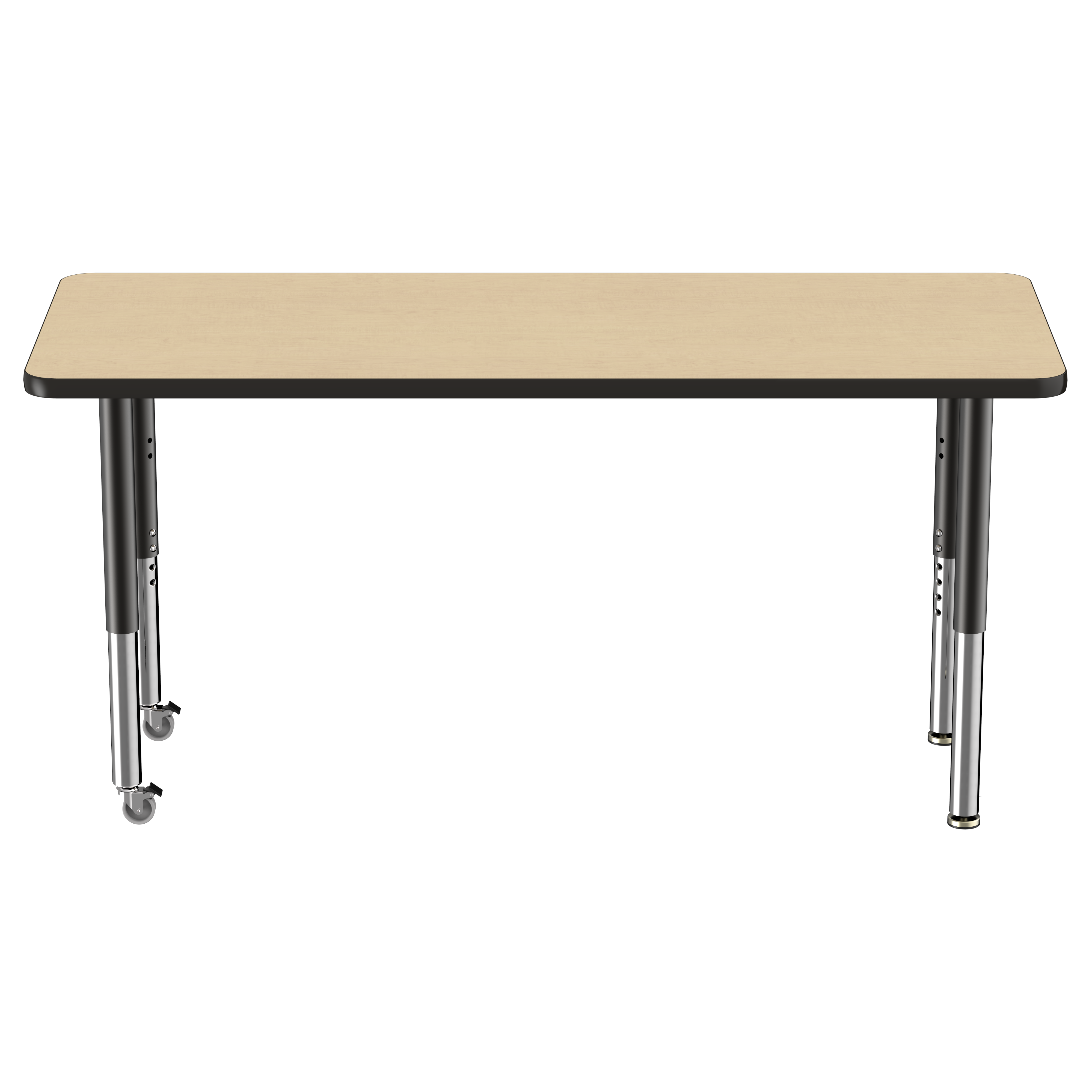 24" x 60" Rectangle T-Molding Activity Table with Adjustable Super Legs - Maple/Black
