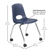 18" Mobile Chair with Casters - Navy