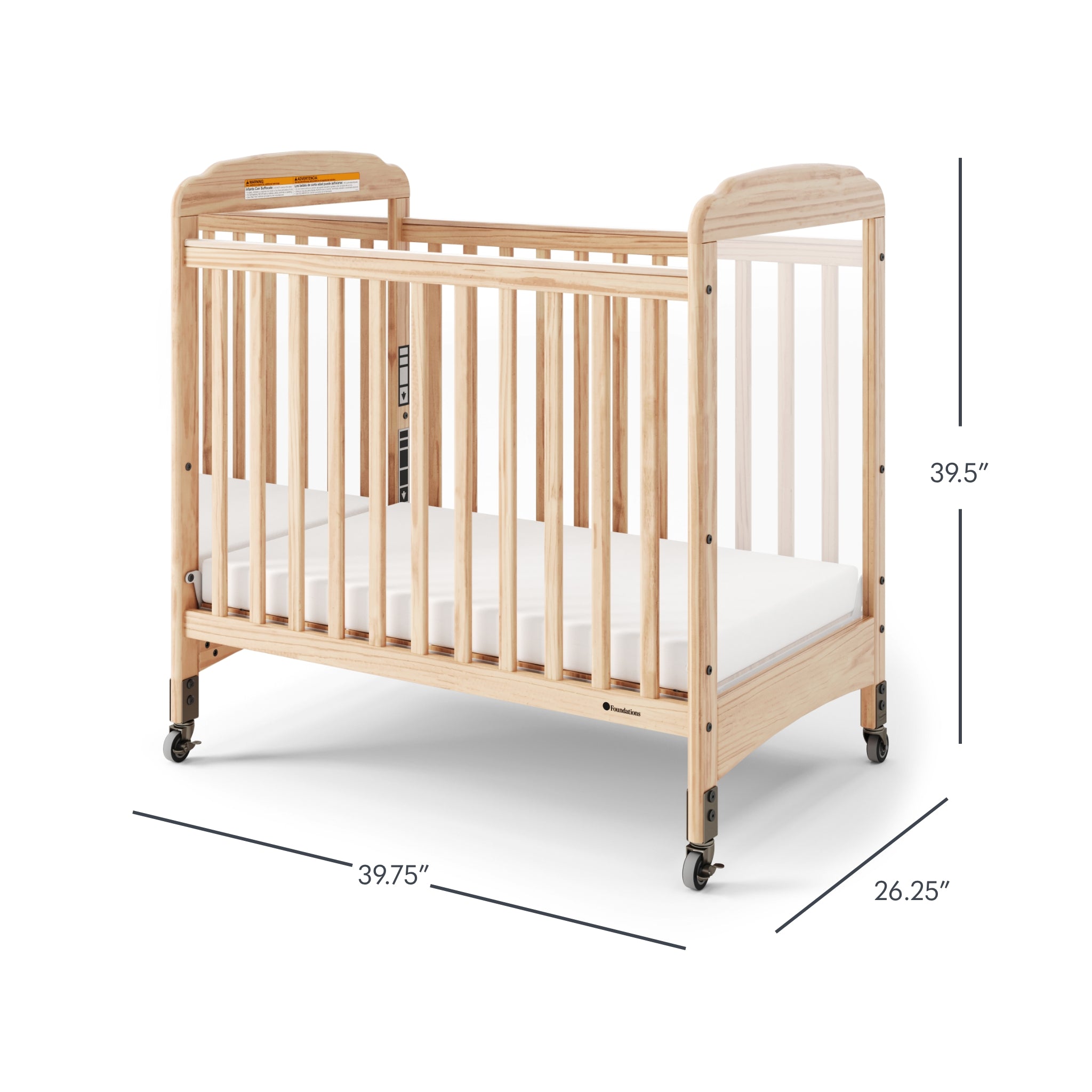 Next Gen SerenityÂ® Fixed-Side Mirror Compact Crib - Natural