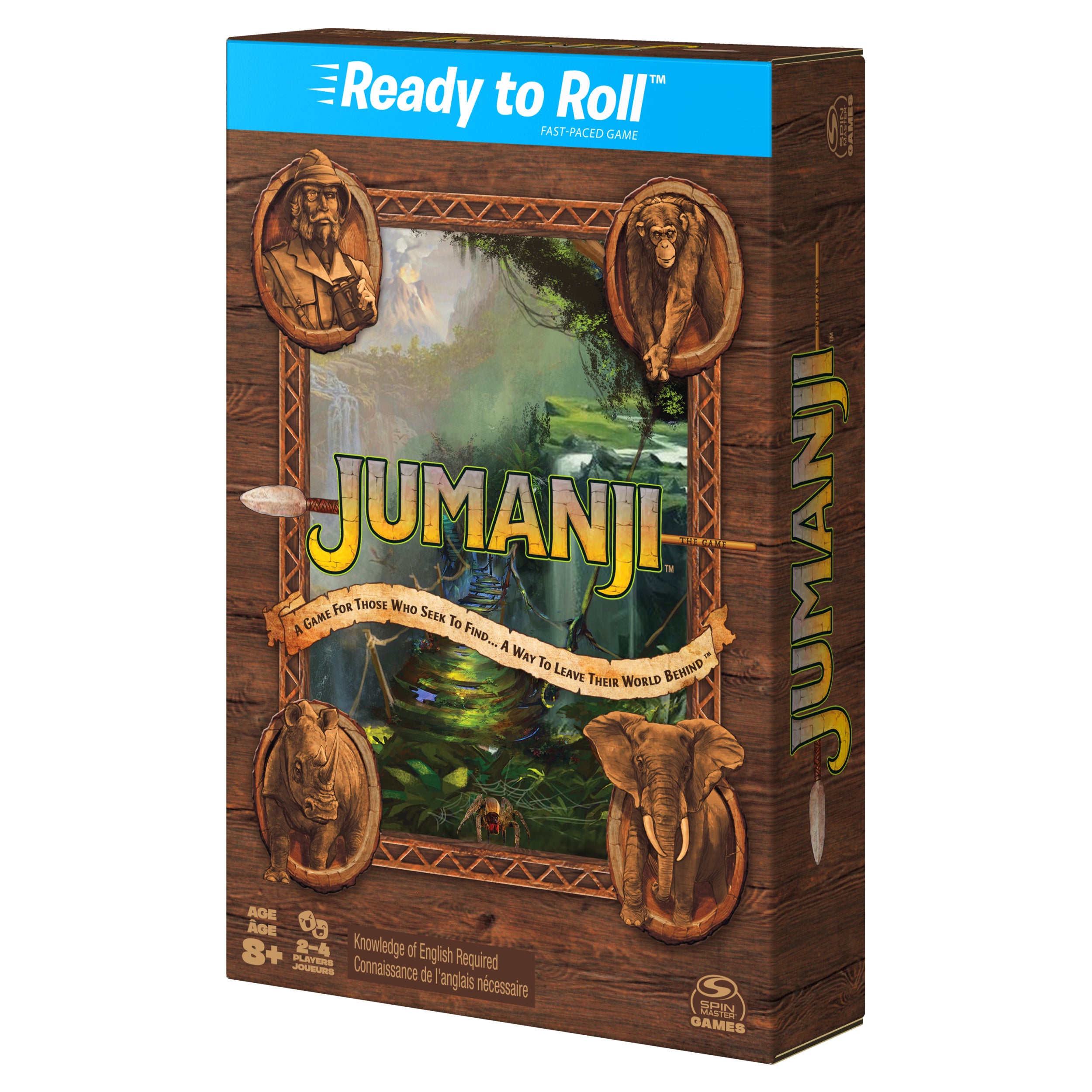 Jumanji, Ready to Roll Fast-Paced 2-4 Player Board Game by Spin Master Games, for Family Game Night Based on the Film, for Adults & Kids Ages 8 and up