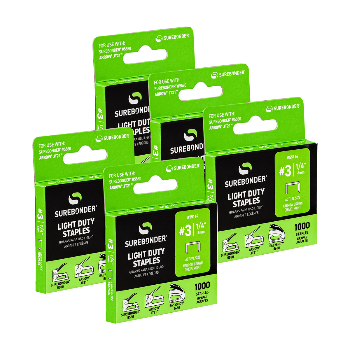 (5 PK) NO3 ARW LGHT DTY 1/4 STAPLES