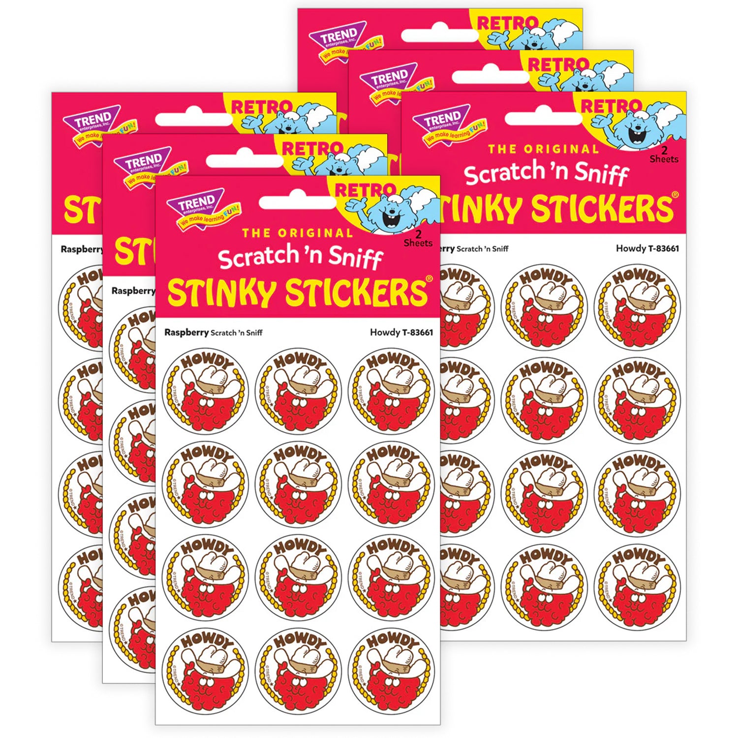 Howdy/ Raspberry Scent Stickers, 24 Per Pack, 6 Packs